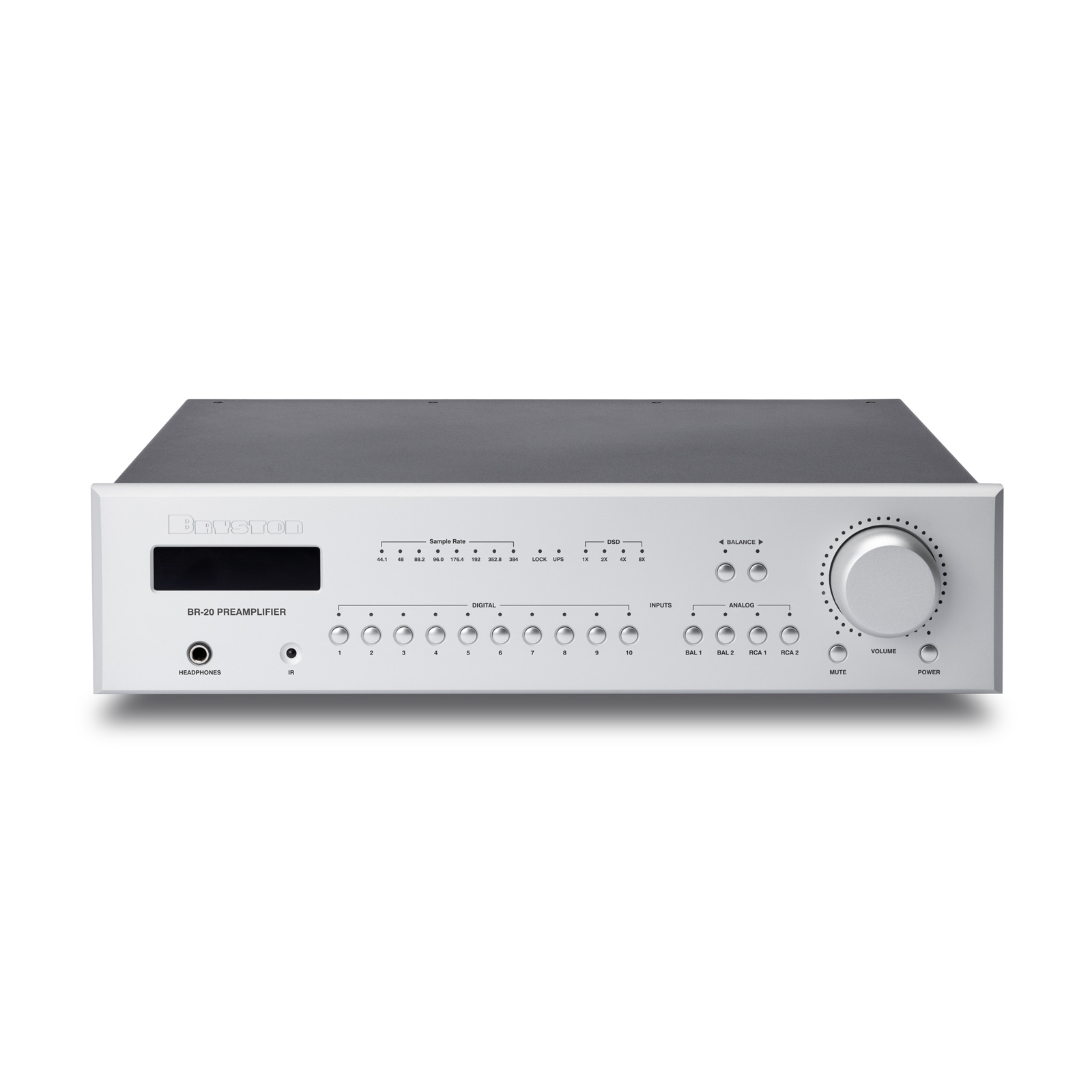 Front of Bryston BR-20 Stereo Preamplifier