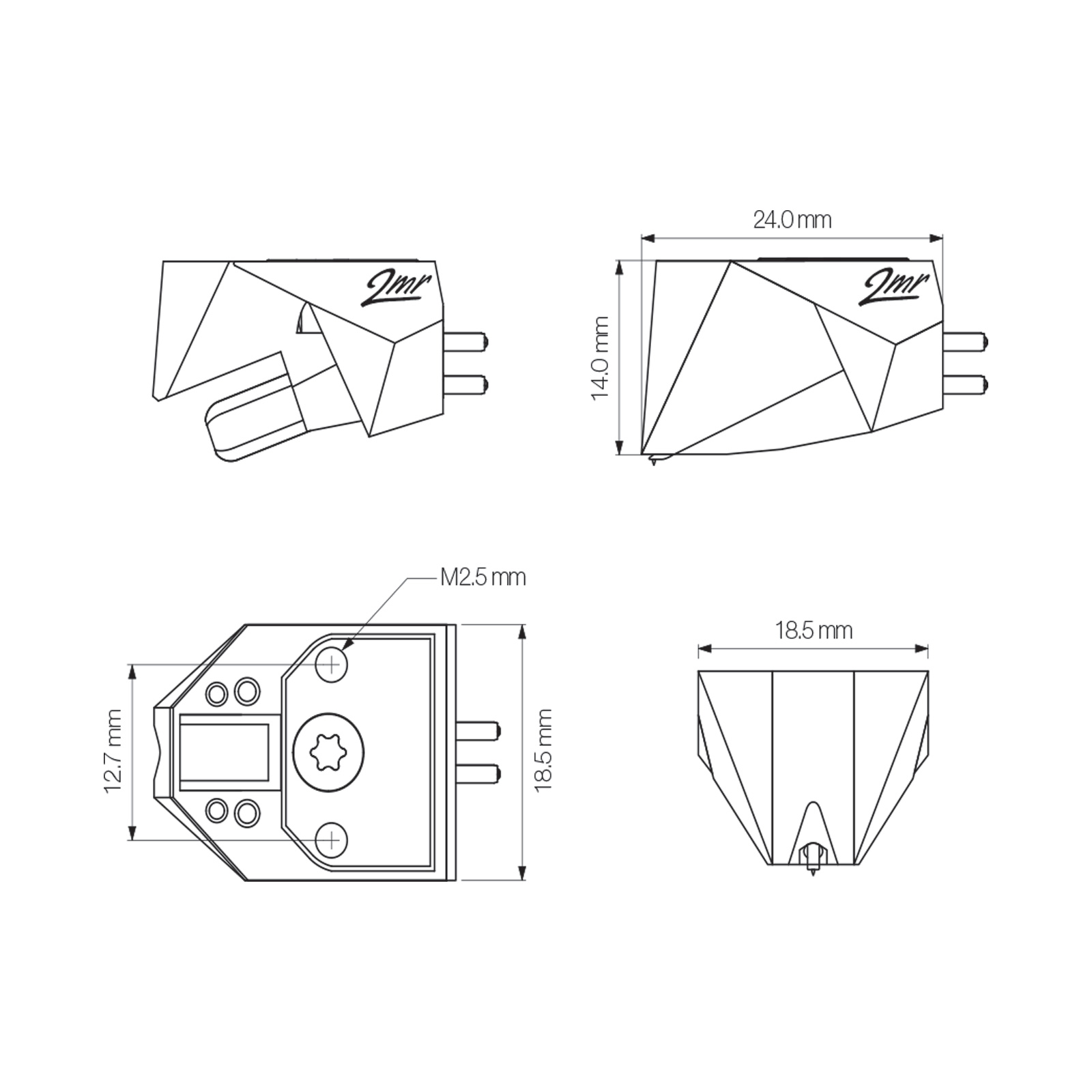 Ortofon 2MR Blue Cartridge - Low-profile Design for Rega Turntables