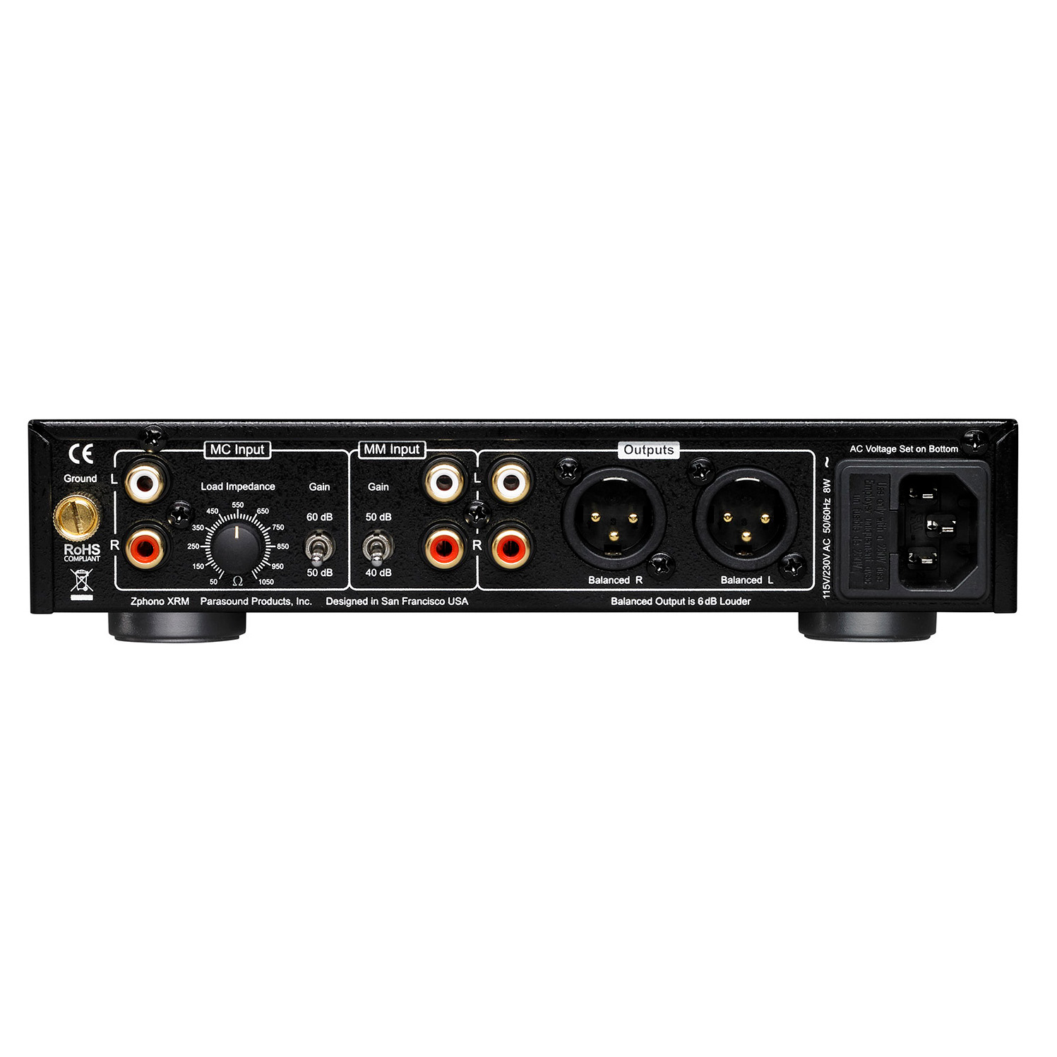 Back of USED - Parasound Zphono XRM MM/MC Phono Preamplifier