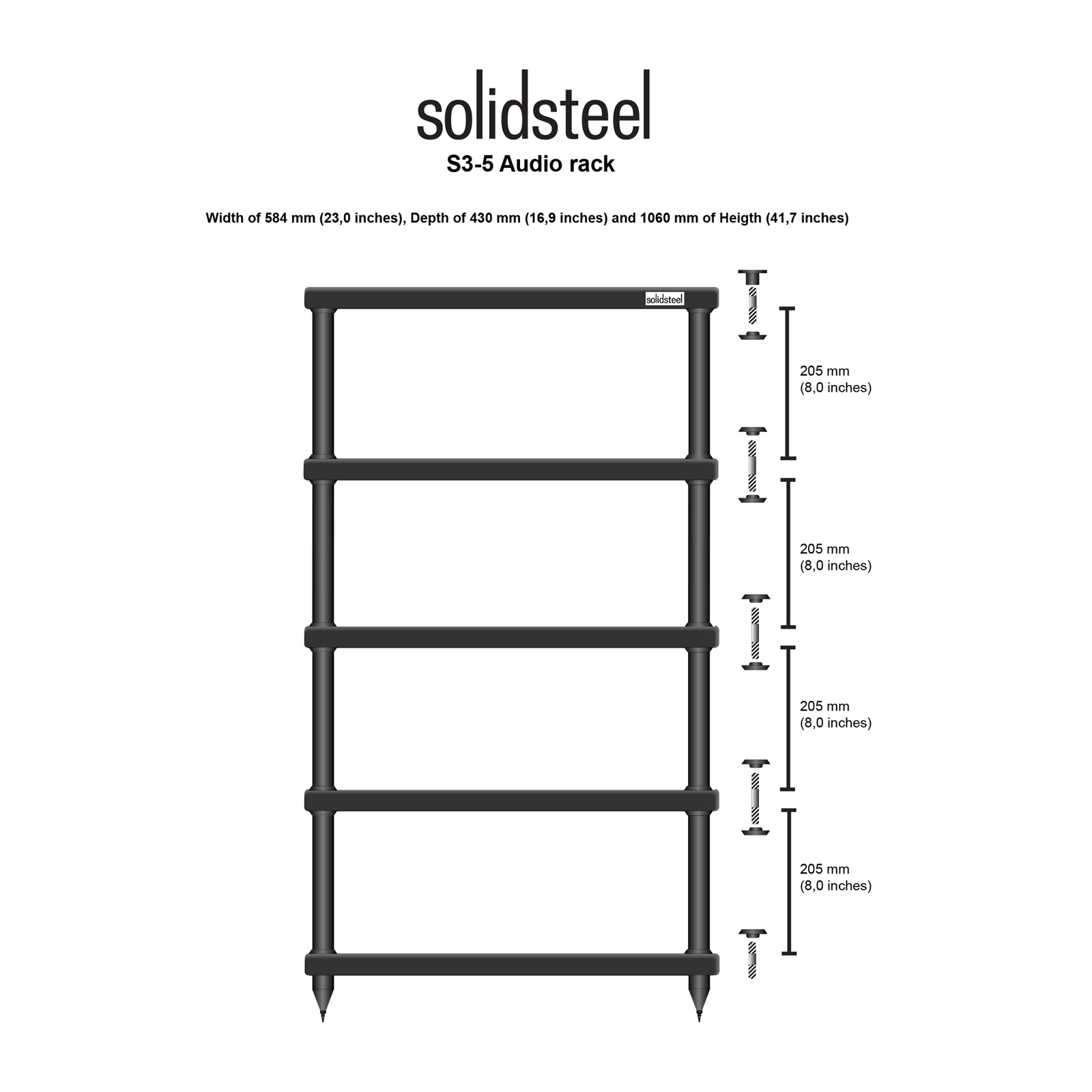Solidsteel S3-5■5段オーディオラック■スパイク脚■イタリア製 Solidsteel S3-5□5段オーディオラック□スパイク脚□イタリア製