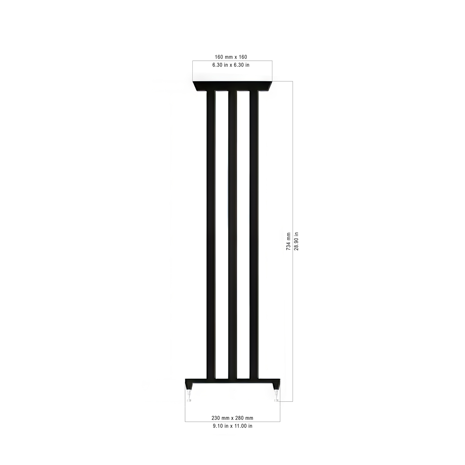 Front of Solidsteel NS-7 Five-Column Speaker Stands