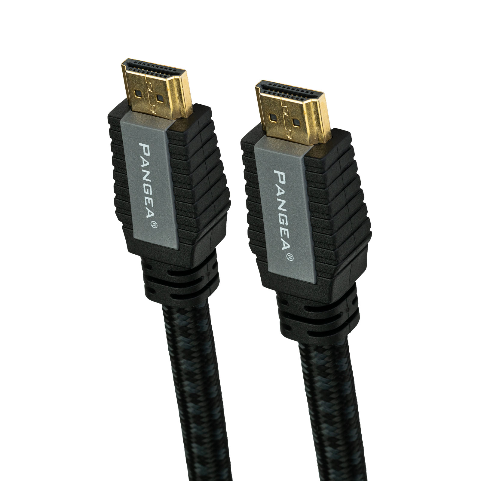 Pangea premium HDMI cable with dual identical connectors, braided black cable and gold-plated terminals