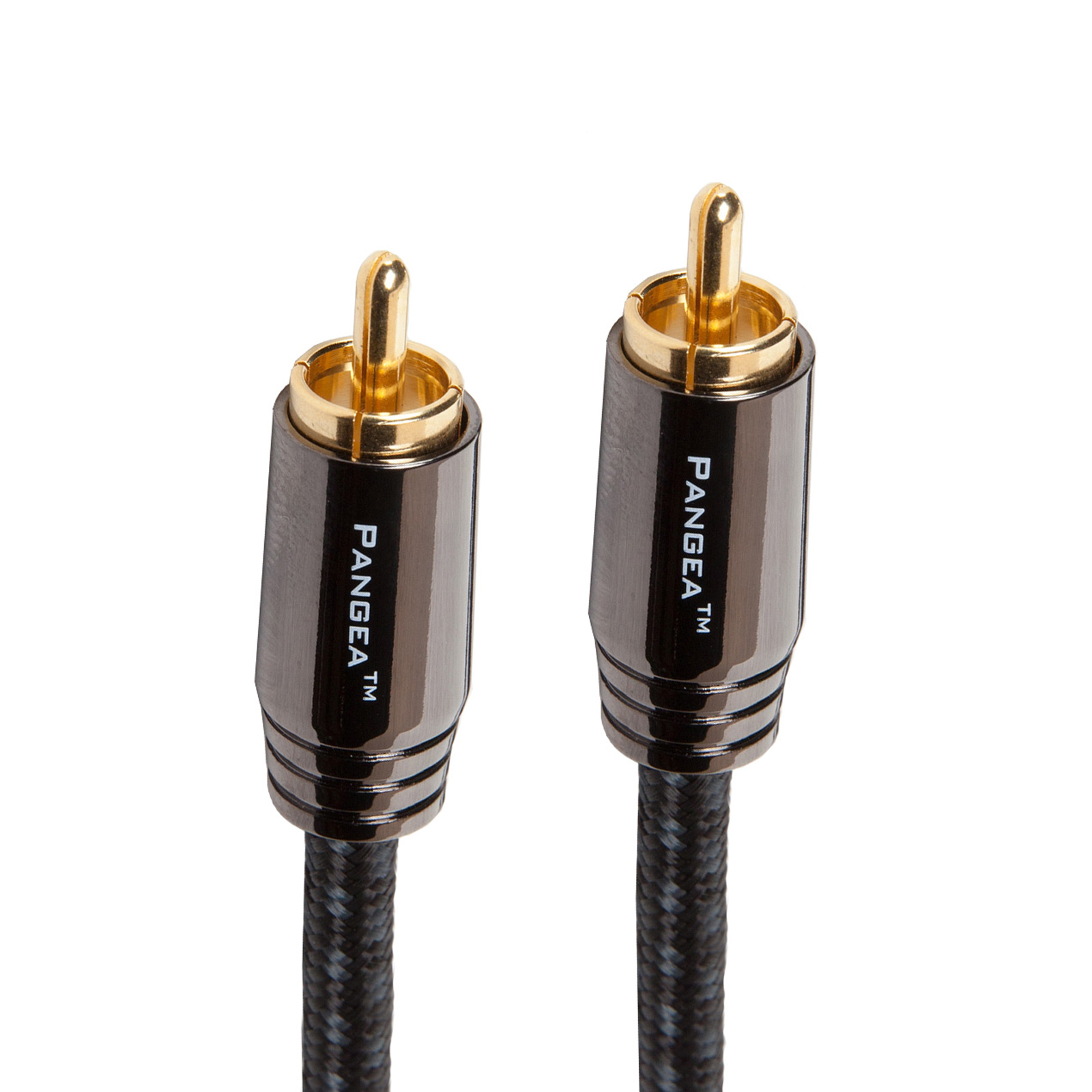 RCA ends of the Pangea Audio Premier subwoofer interconnect cable