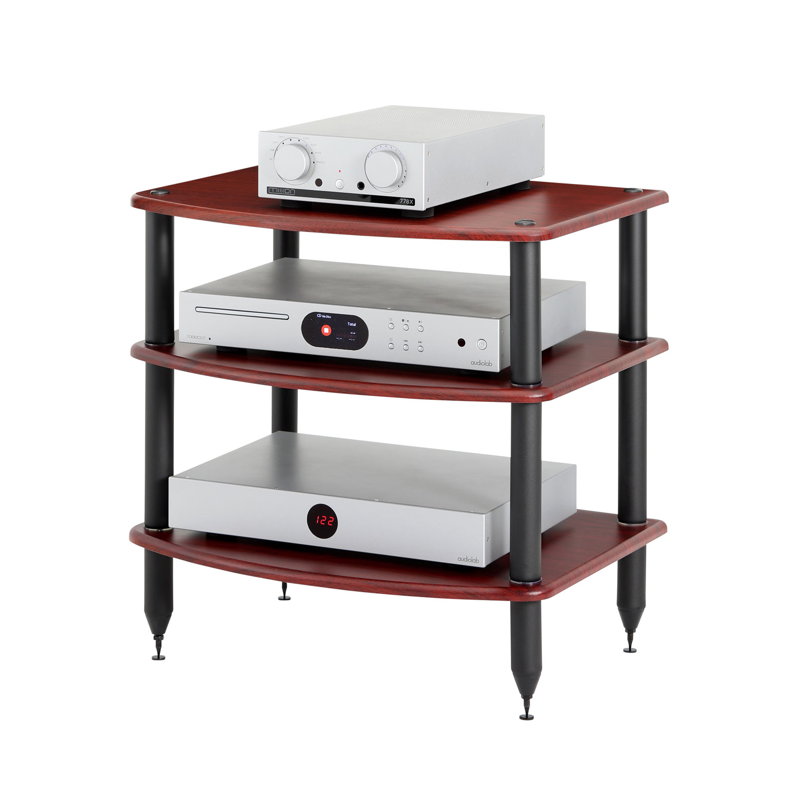 Pangea Audio Vulcan 3-Shelf Audio Rack - Rosenut Shelves - Demo