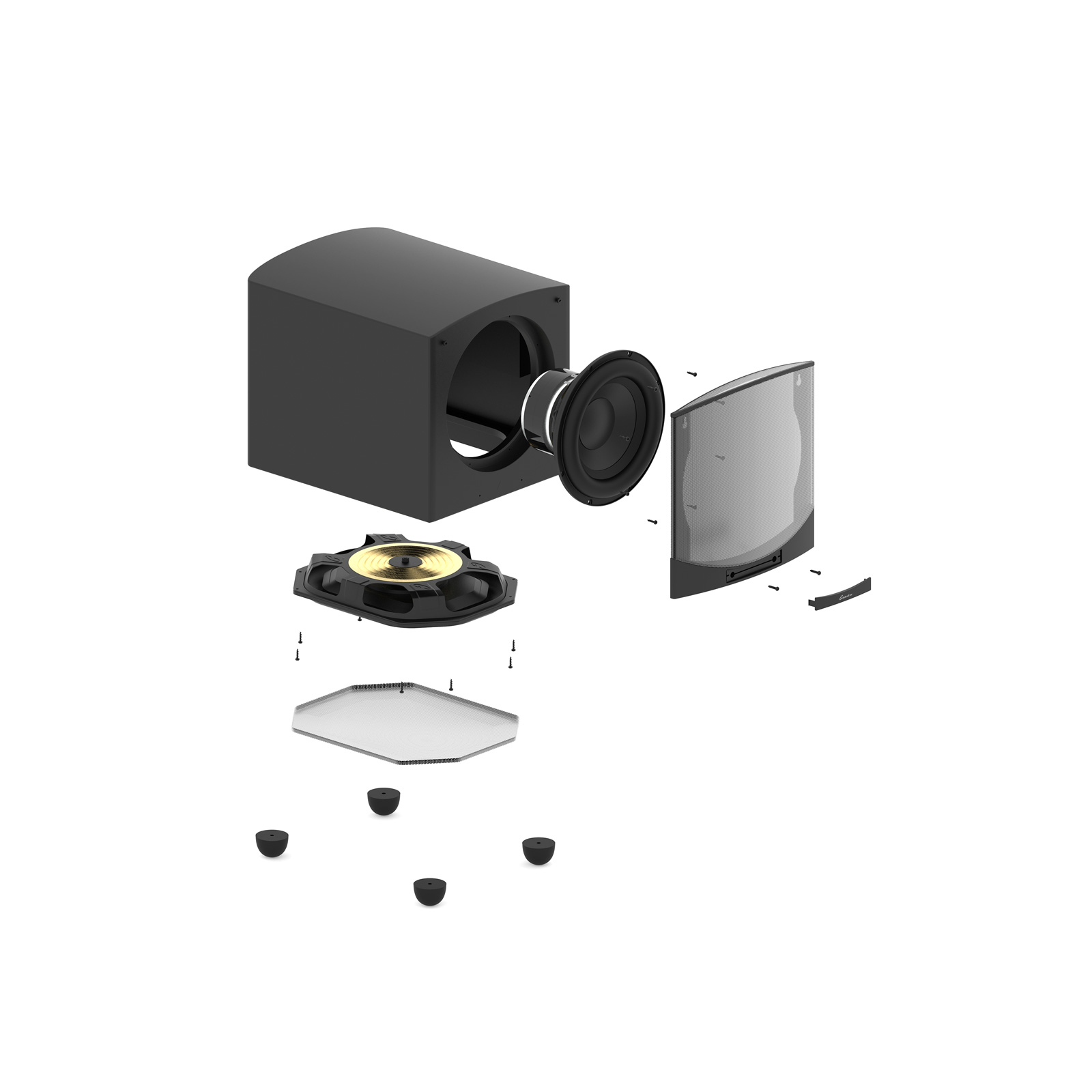 Front parts of GoldenEar ForceField 40 10-Inch High-Ouput Compact Subwoofer