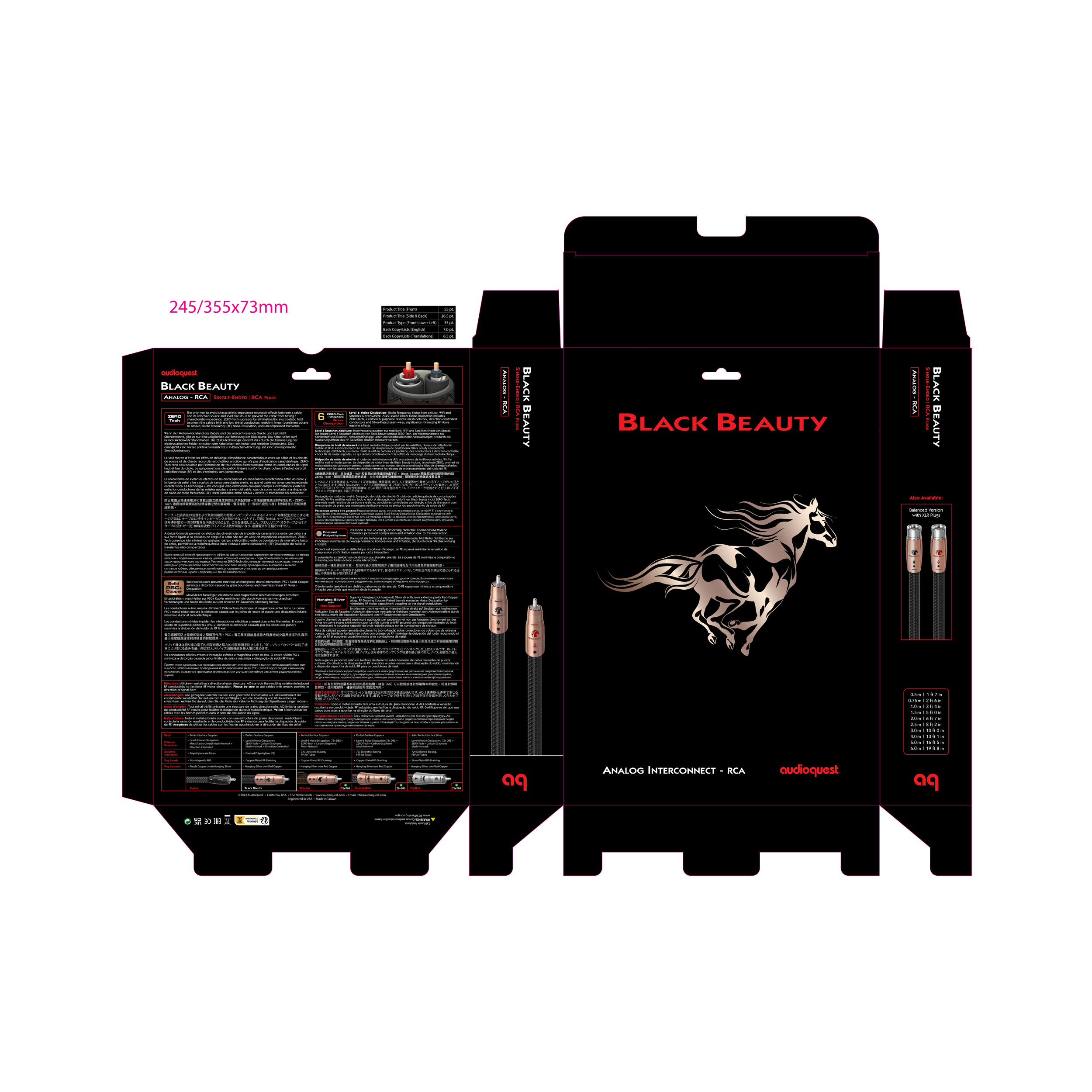 AudioQuest Black Beauty Interconnect Cable - 2.0 Meter - RCA to RCA - Pair