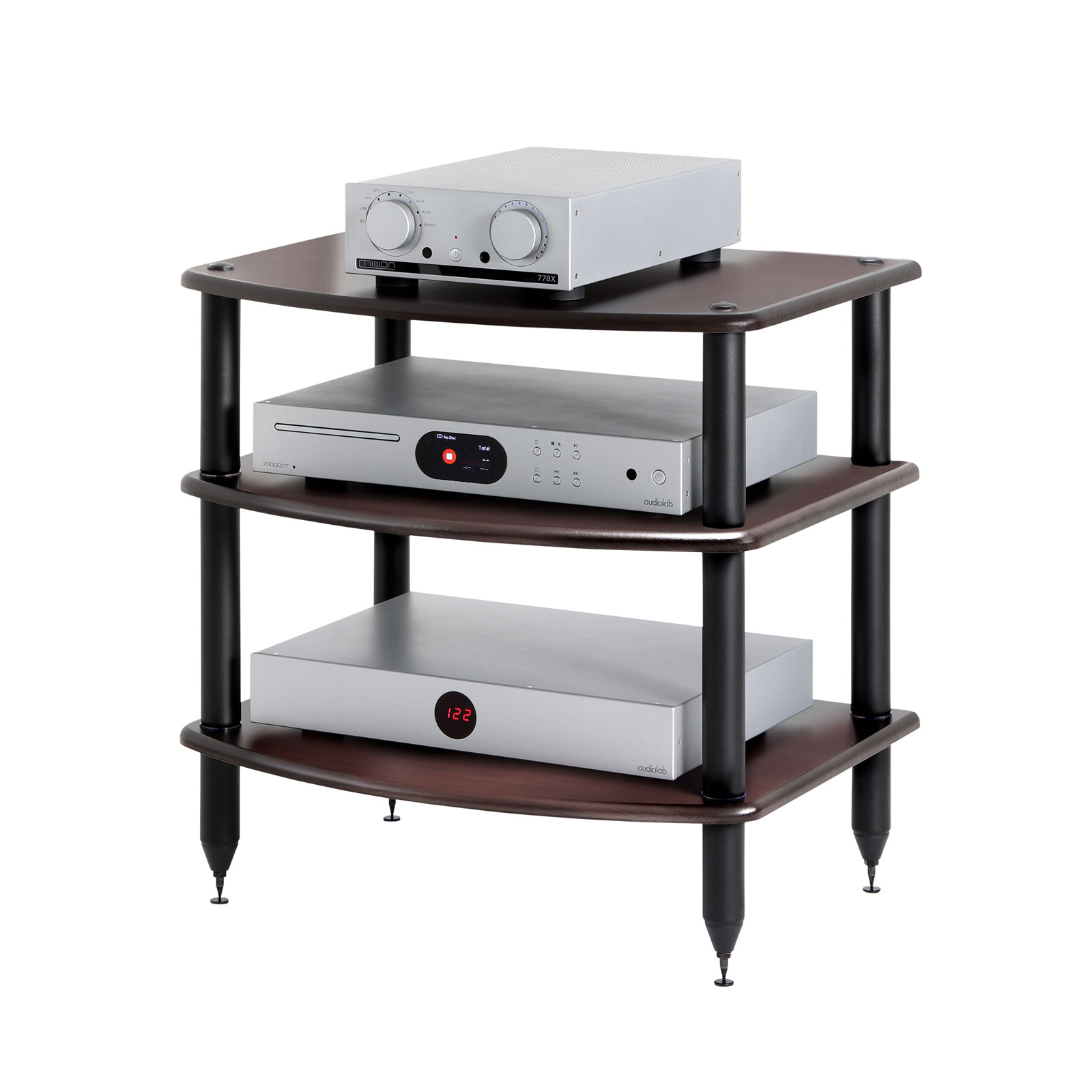 Pangea Audio Vulcan 3-Shelf Audio Rack - Espresso Shelves