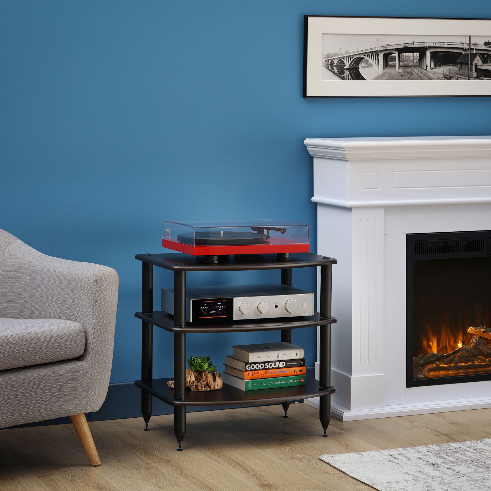 Pangea Audio Vulcan 3-Shelf Audio Rack - Espresso Shelves