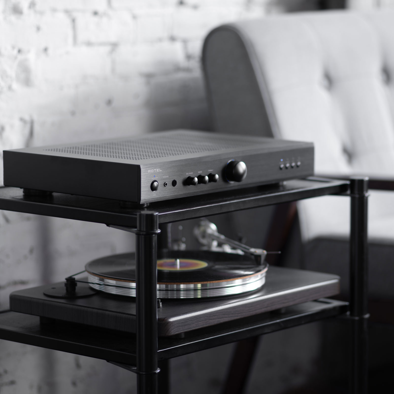 Home display of Rotel A8 Integrated Amplifier