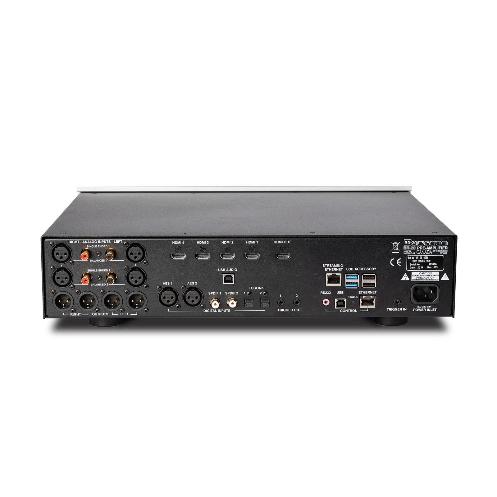 Back of Bryston BR-20 Stereo Preamplifier