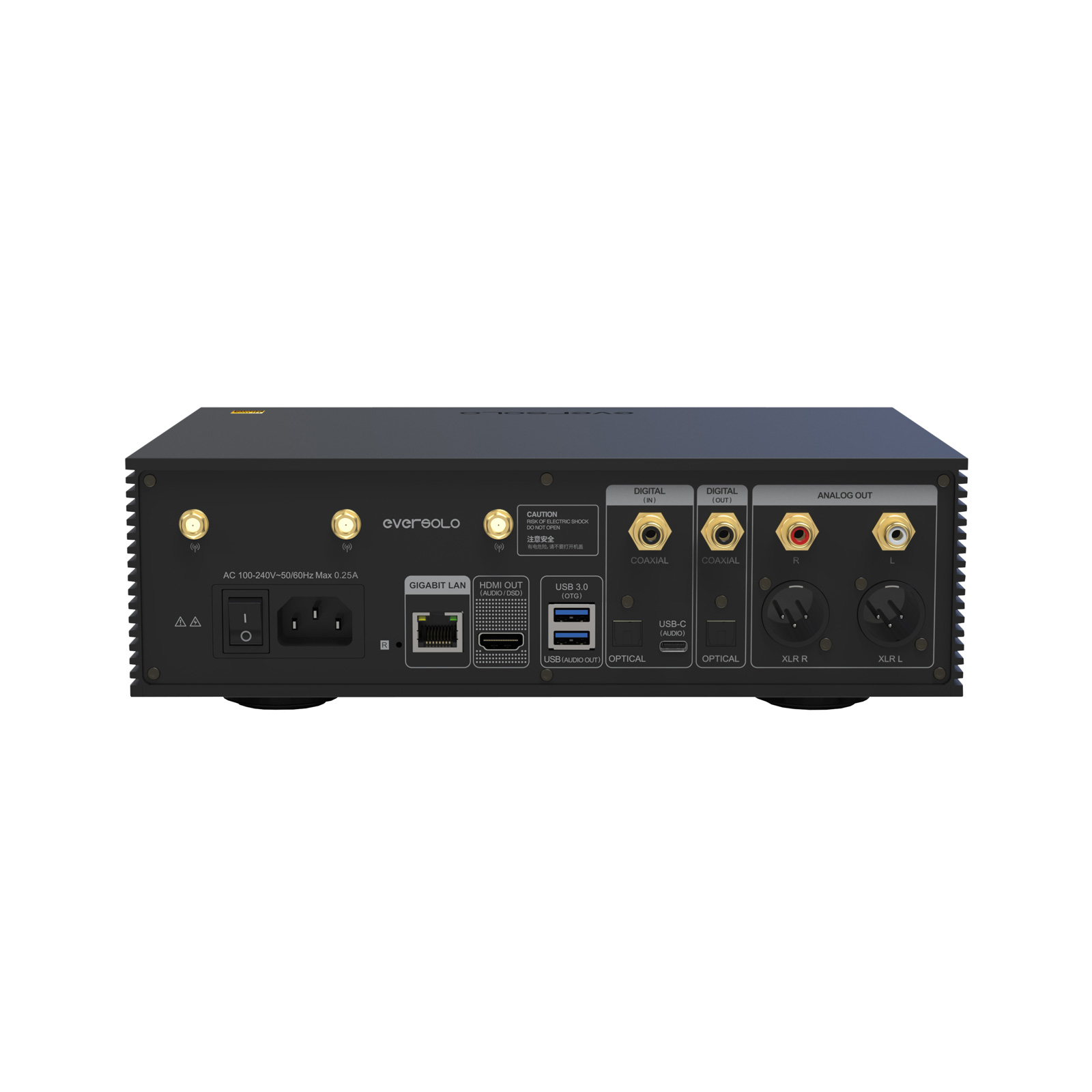 Back of EverSolo DMP-A6 Network Streamer & DAC