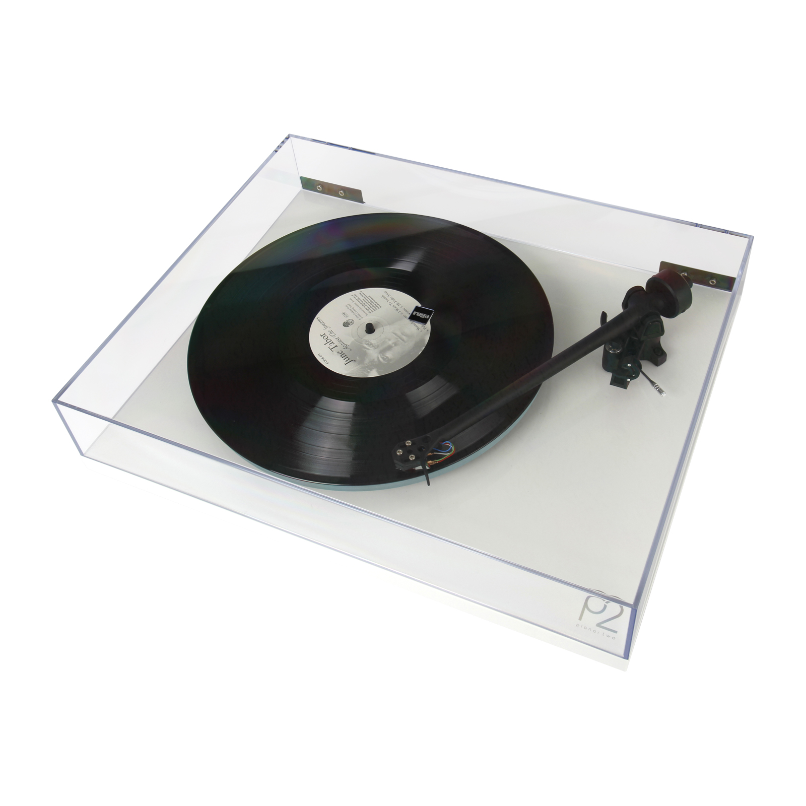Gloss White Rega Planar 2 Turntable top angle view