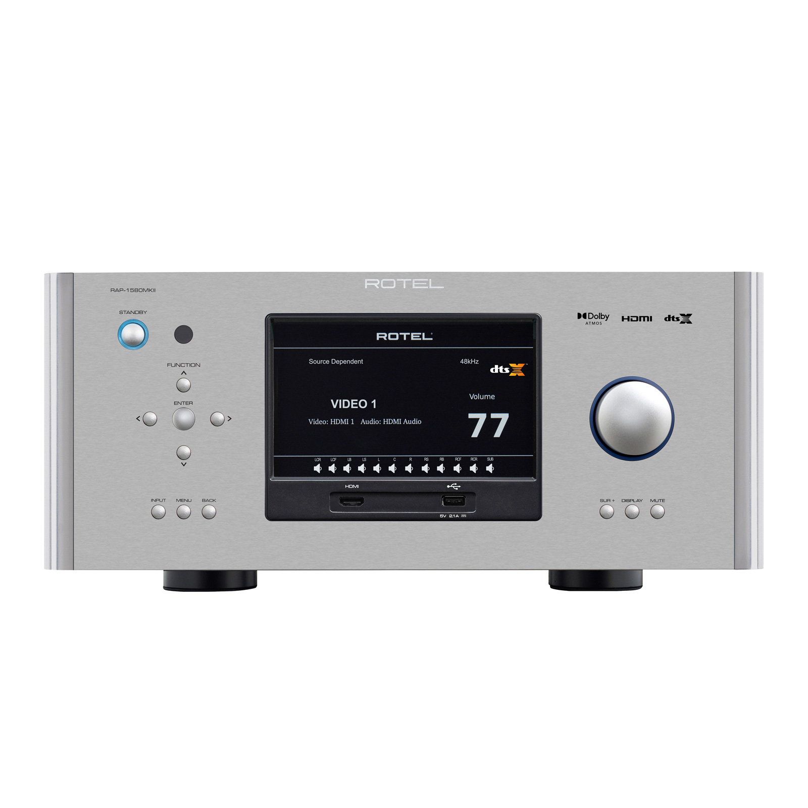 Front of Rotel RAP-1580 Amplified Surround Processor