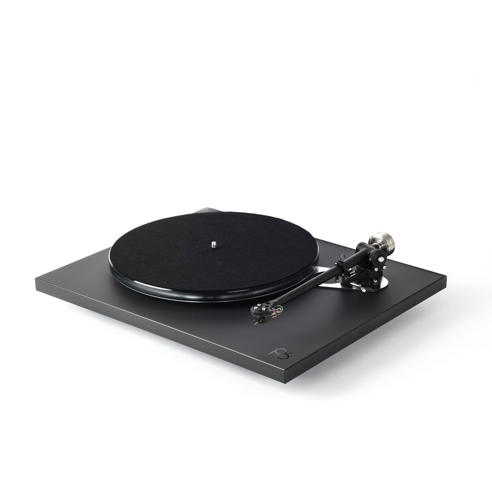 Angled view of the Rega Planar 6 Turntable in Polaris Gray with the Nd7 Cartridge