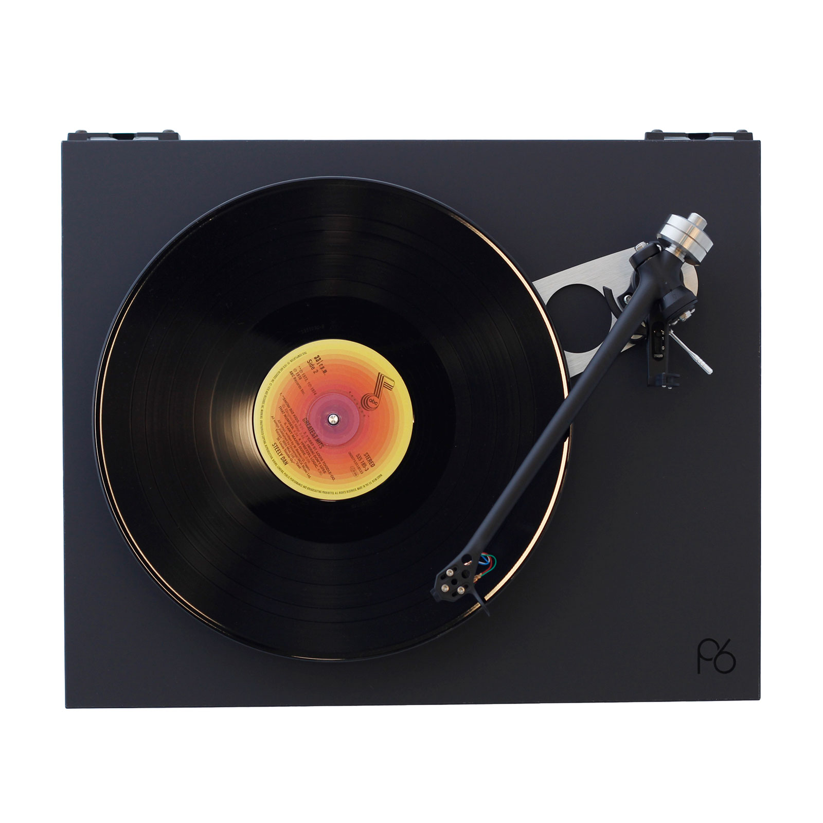 Top-down view of the Rega Planar 6 Turntable in Polaris Gray
