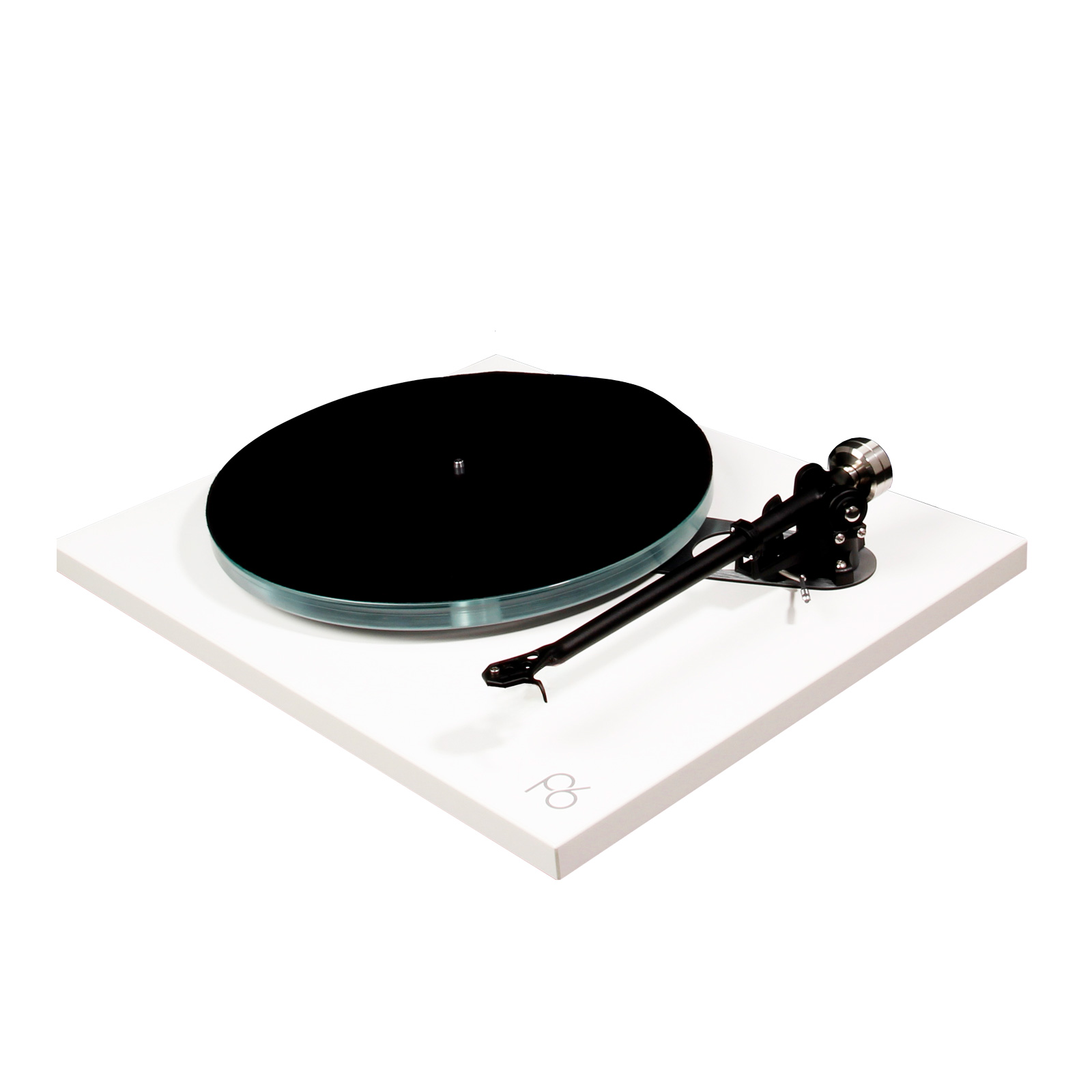 Angled view of the Rega Planar 6 Turntable in White with the Nd7 Cartridge
