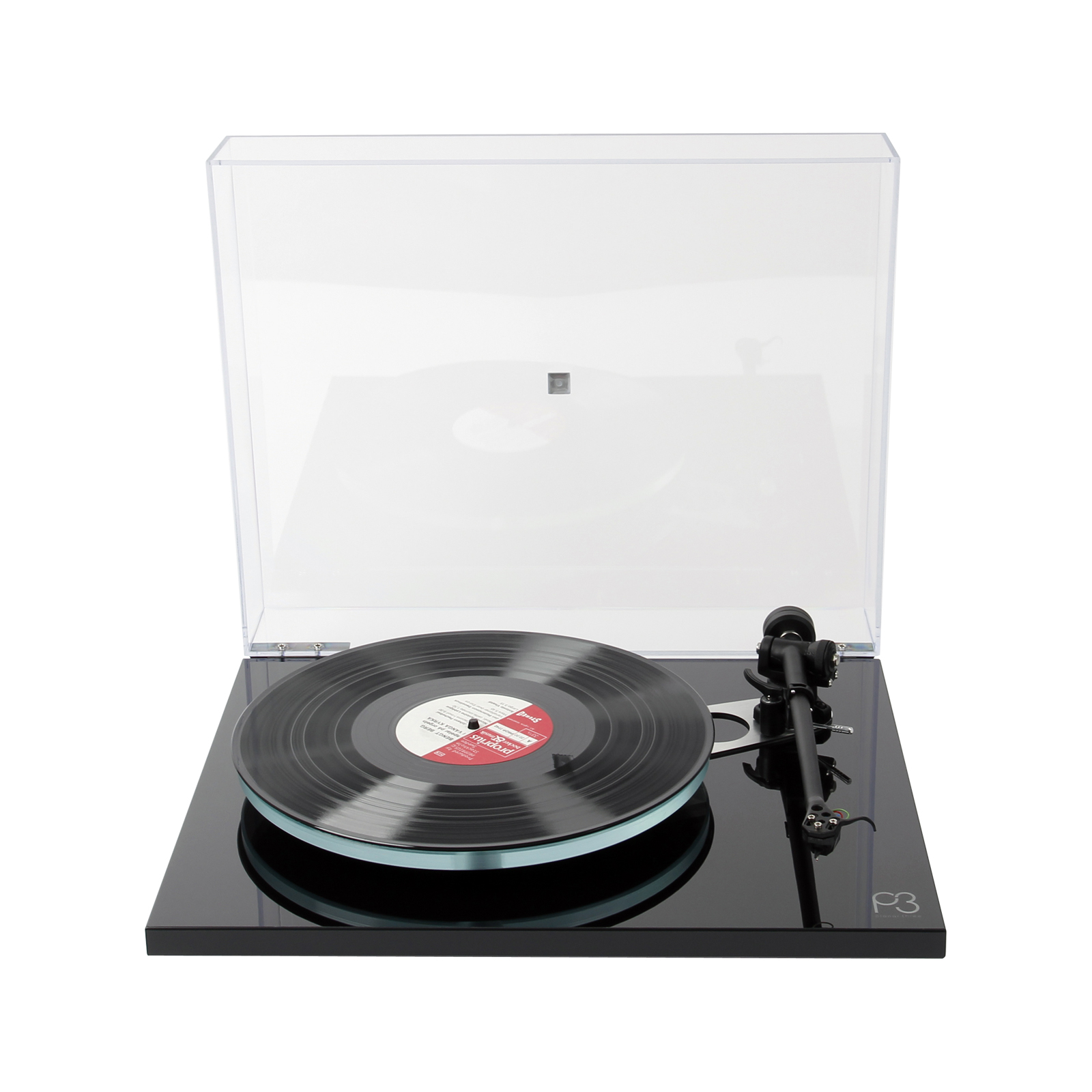 Rega Planar 3 in Gloss Black Front High View