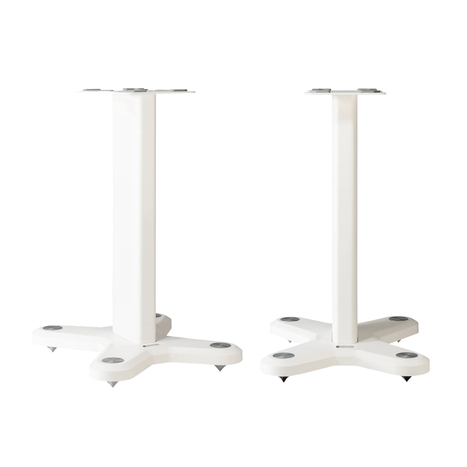 Pair of white speaker stands