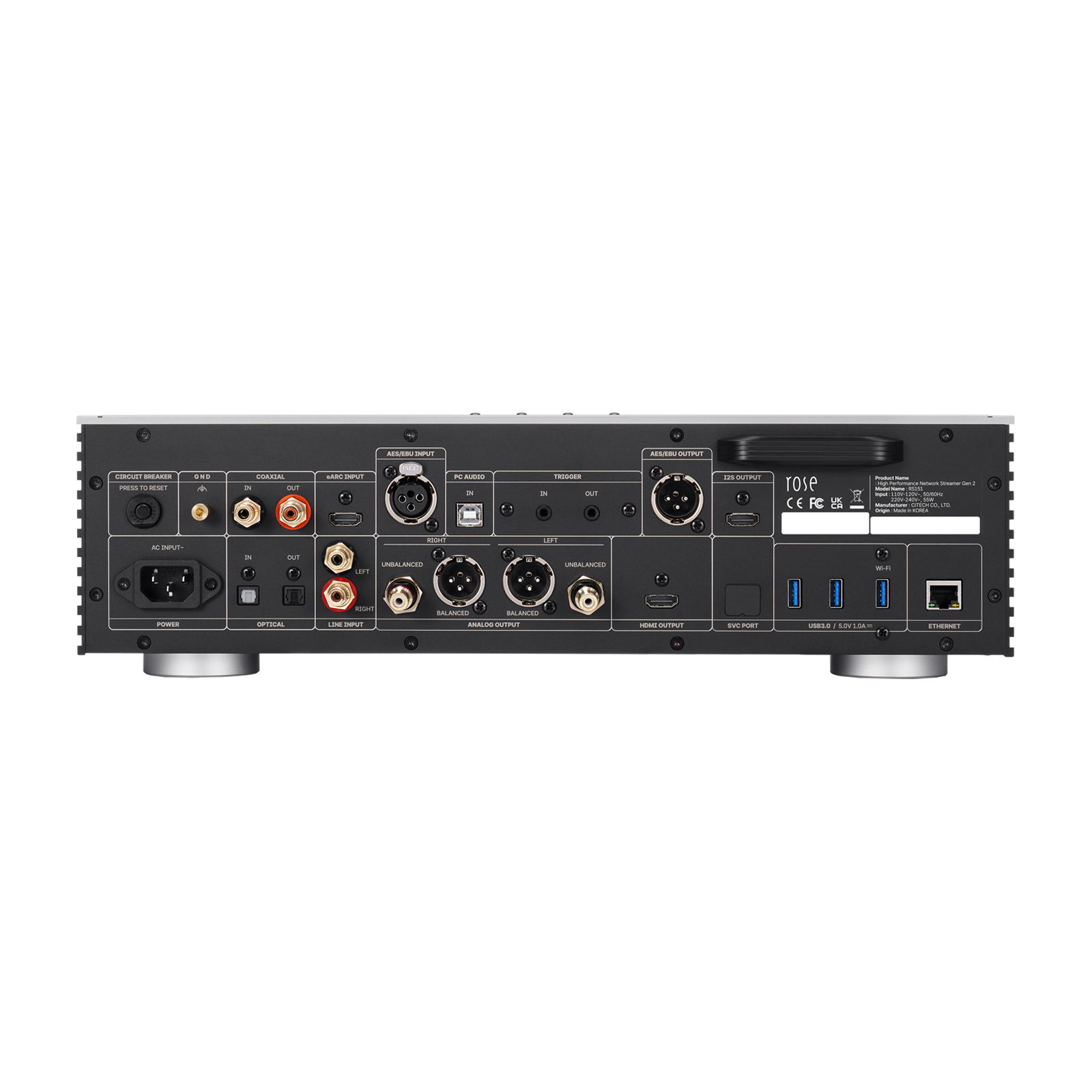 HiFi Rose RS151 High Performance Network Streamer Gen 2 back view