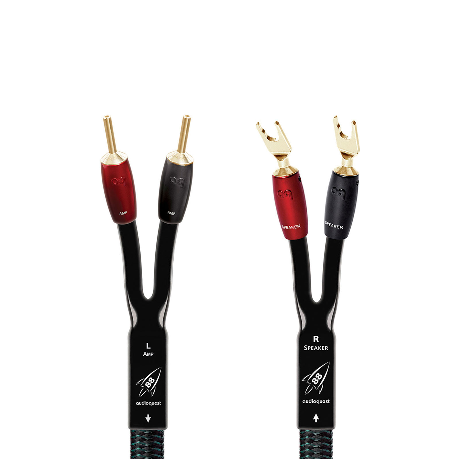 AudioQuest Rocket 88 With 72v DBS Speaker Cable - 12 Foot - Bi-Wire - Banana to Banana - Pair