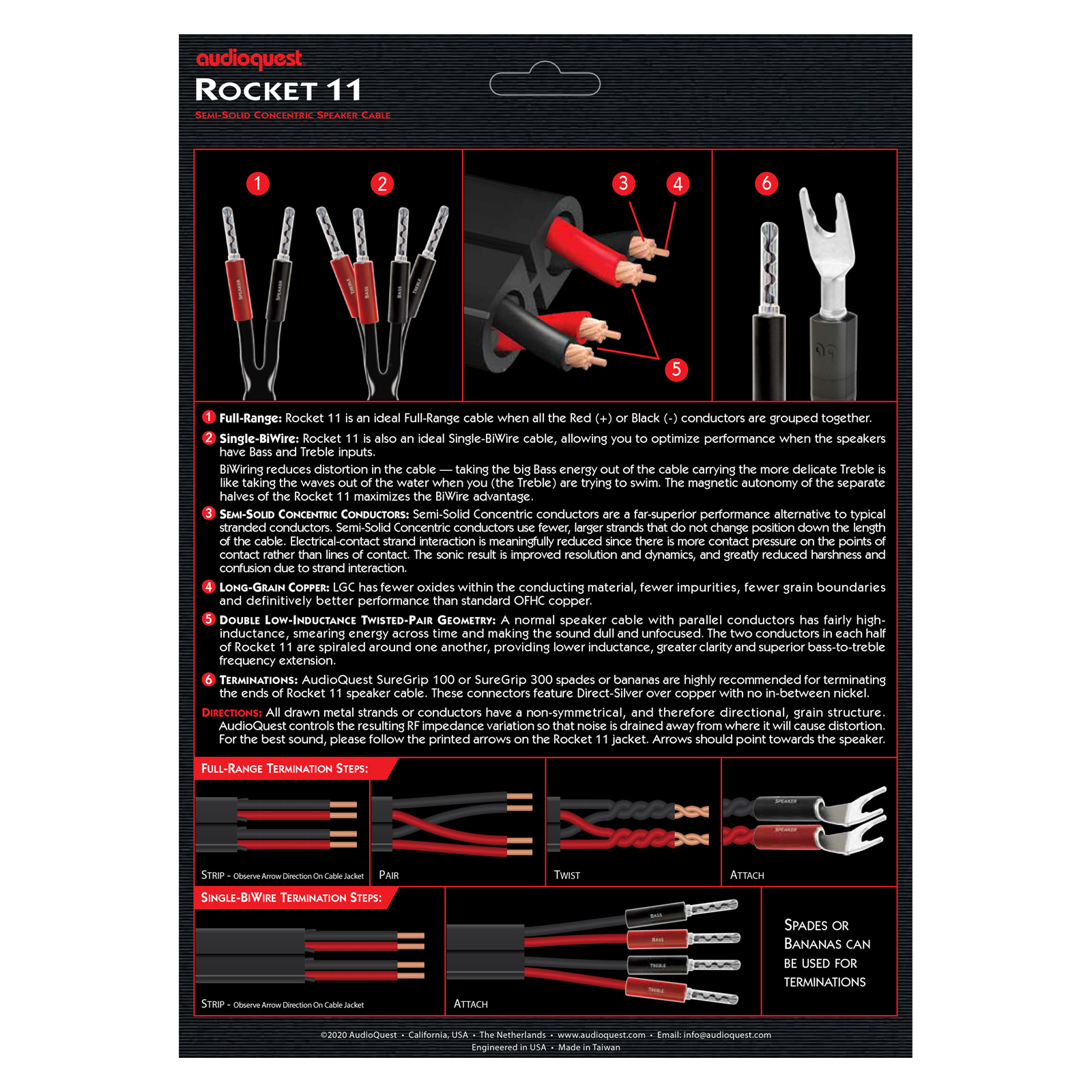 Box for AudioQuest Rocket 11 Speaker Cable - BFA Bananas to BFA Bananas