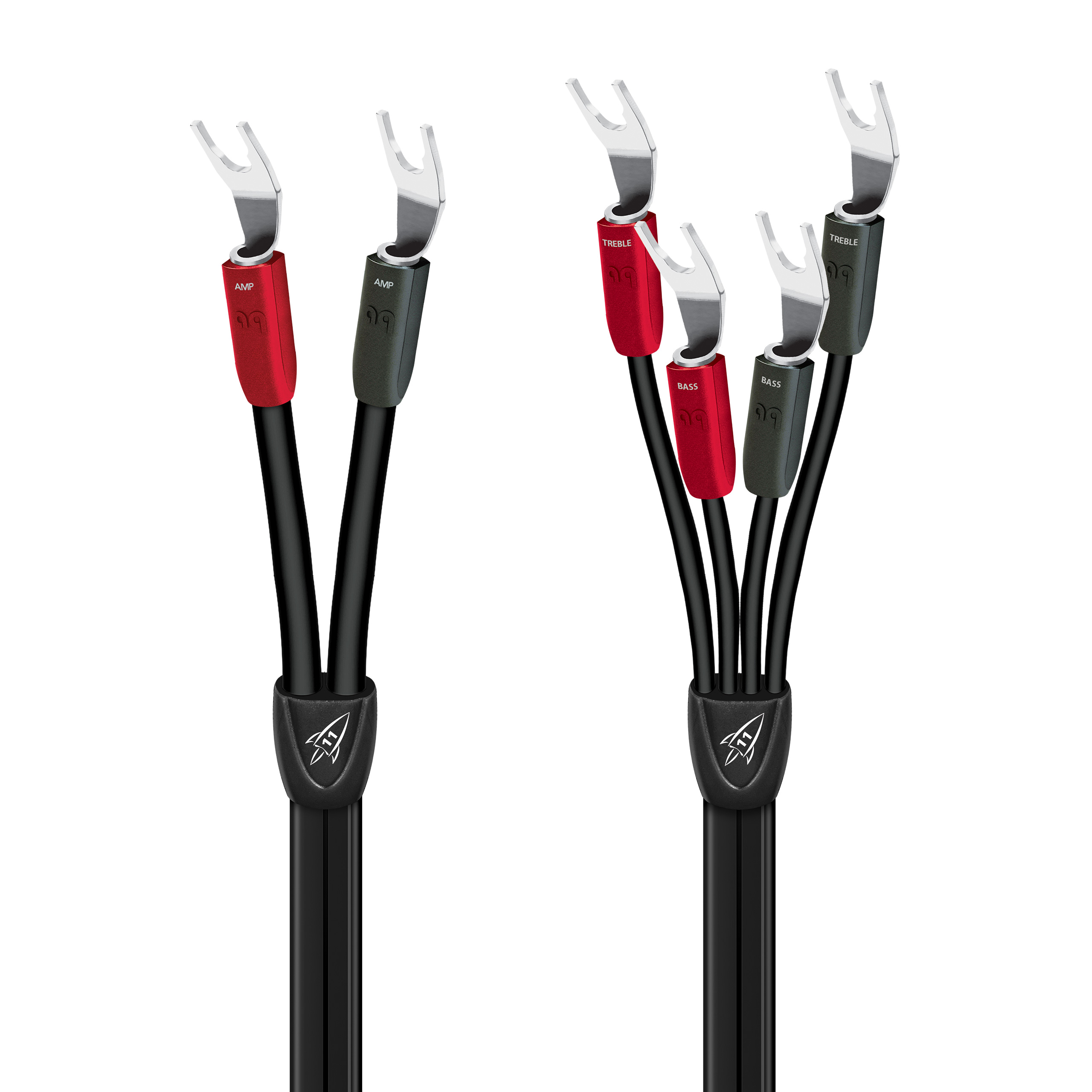 AudioQuest Rocket 11 Speaker Cable - Bi-Wire - Spade to Spade - Pair ends