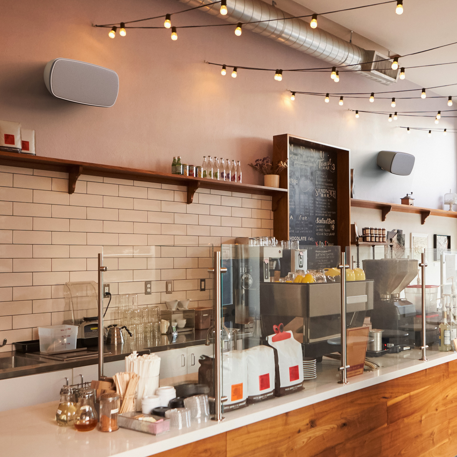 White Monitor Audio Climate CL2 M On Wall Outdoor Speakers  attached tow all