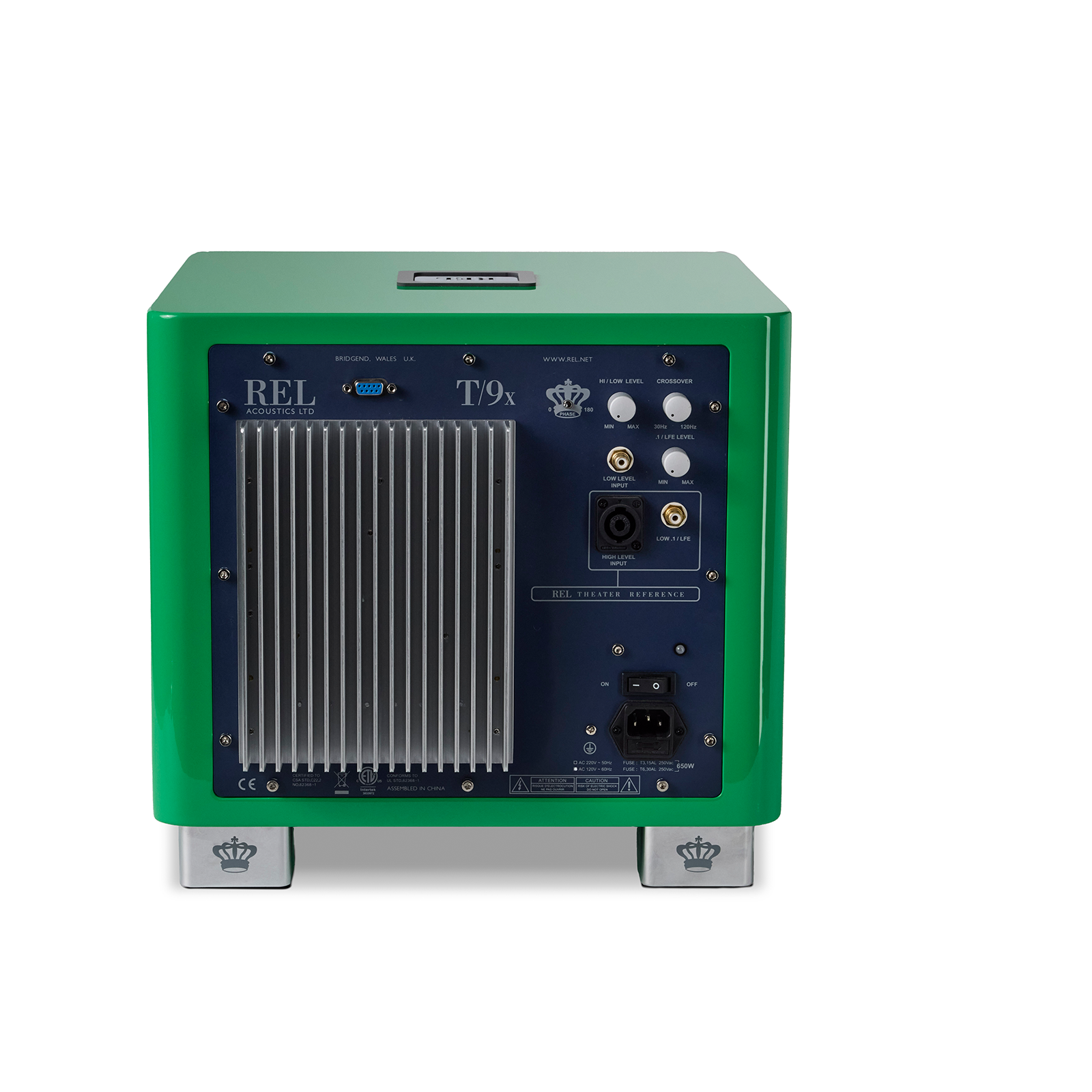 Back of Green With Envy REL Acoustics T/9x SE Powered Subwoofer