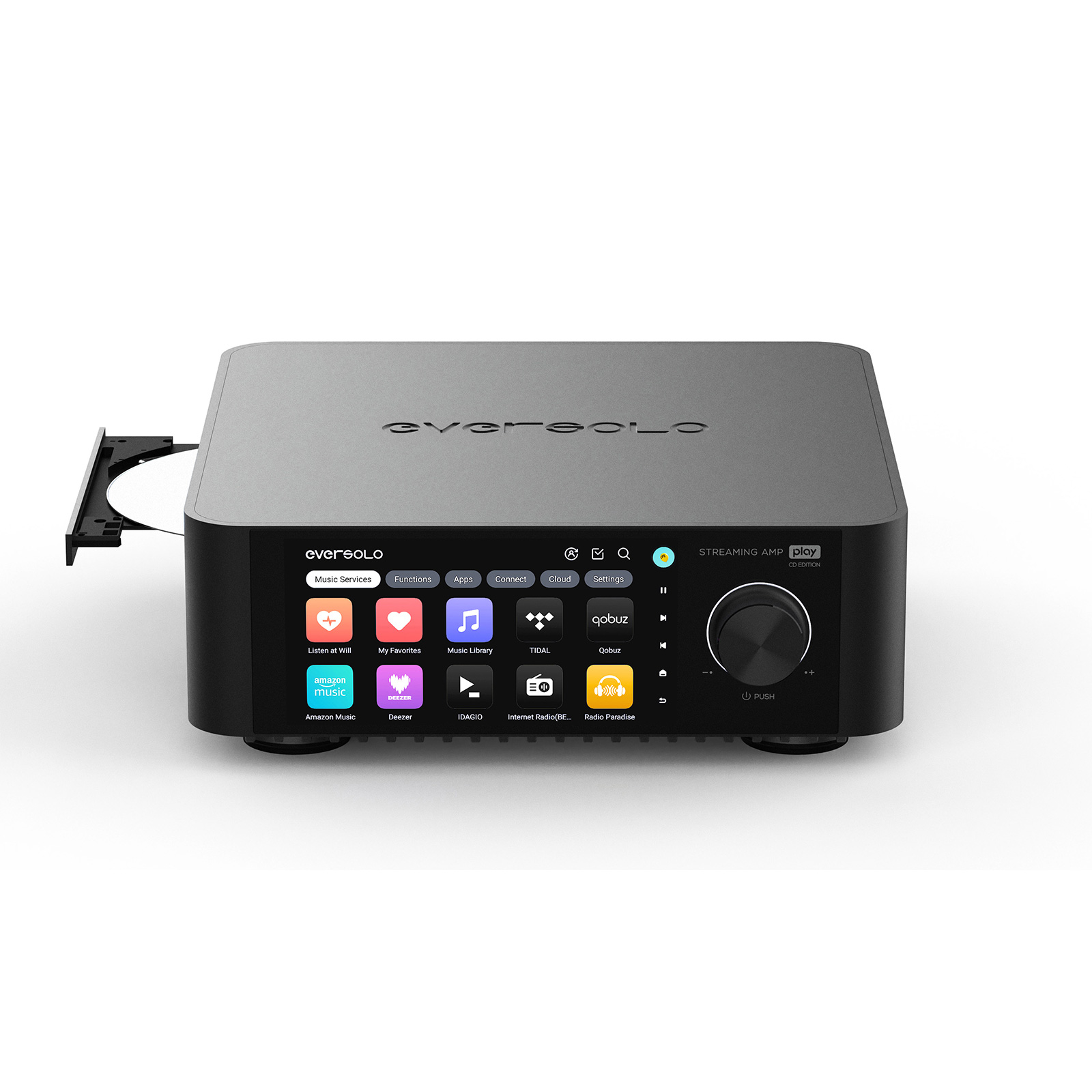 Front view of EverSolo Play CD Edition Streaming Amplifier