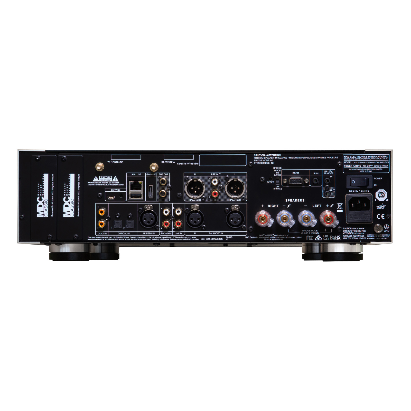 Back of NAD M33 V2 Master Series BluOS Streaming Amplifier
