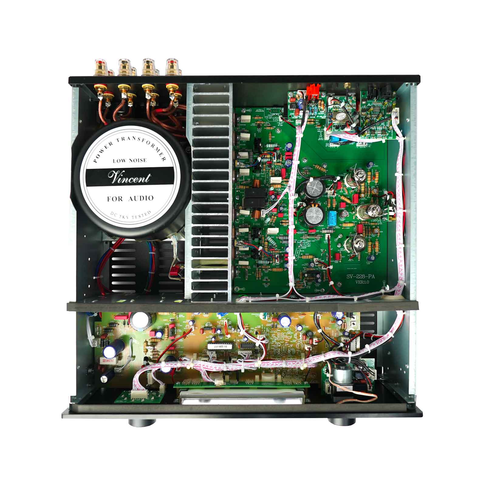 Interior of Vincent Audio SV-228 Hybrid Stereo Integrated Amplifier in Silver