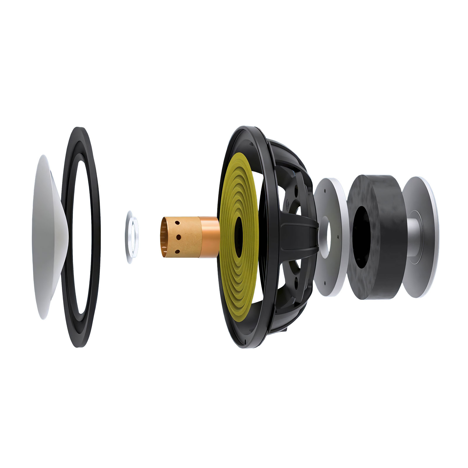 White Monitor Audio Bronze 50 7G Bookshelf Speakers exploded driver