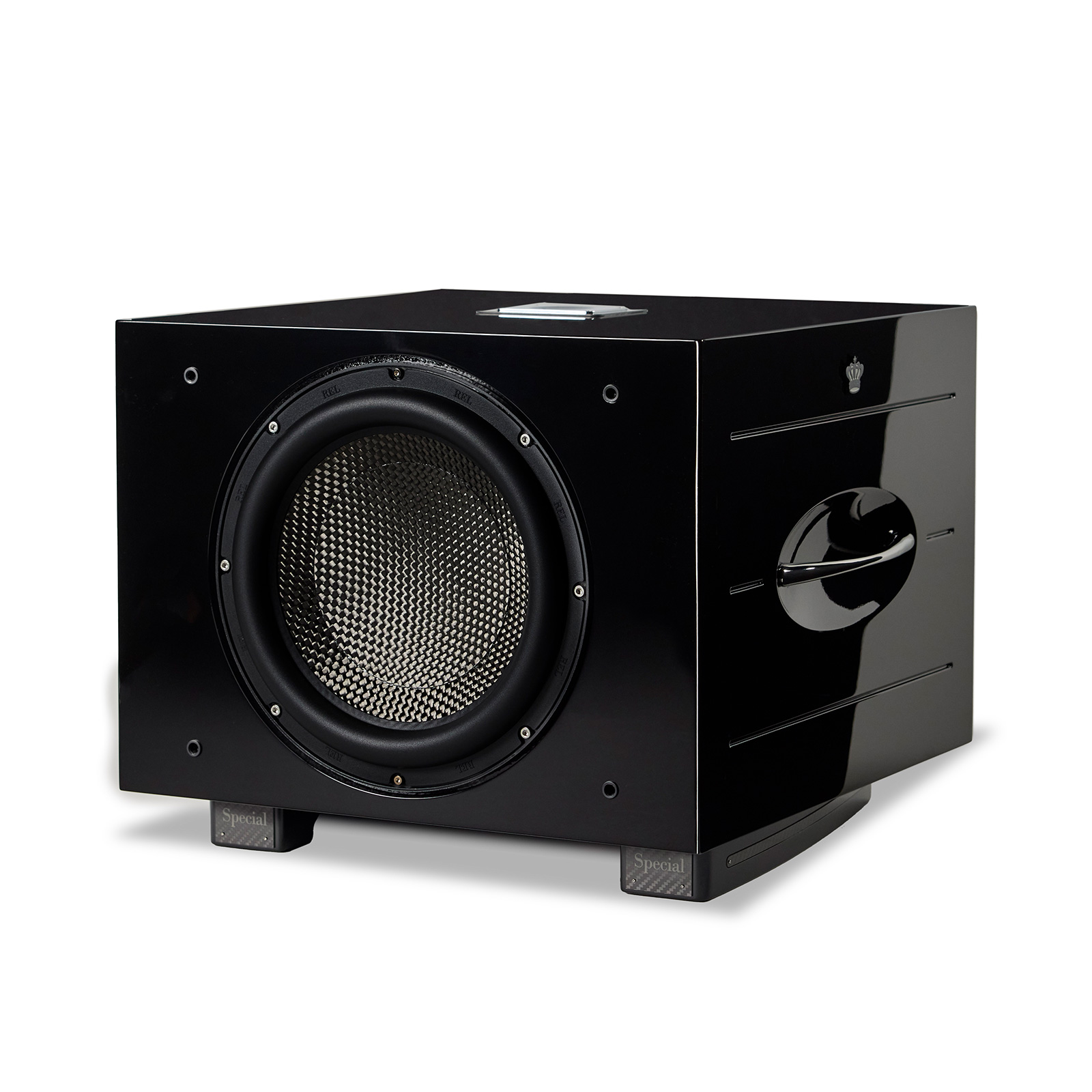 Angle of REL Carbon Special Black Label Subwoofer