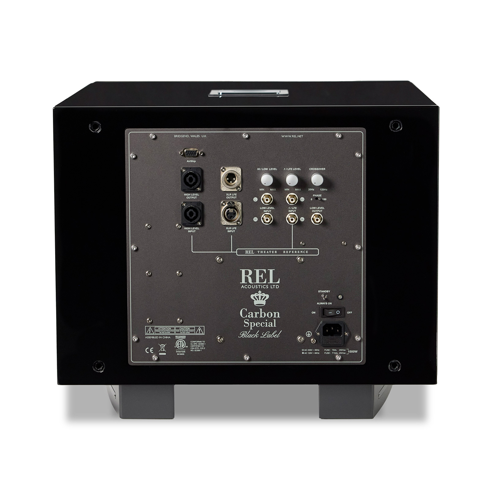 back of REL Carbon Special Black Label Subwoofer