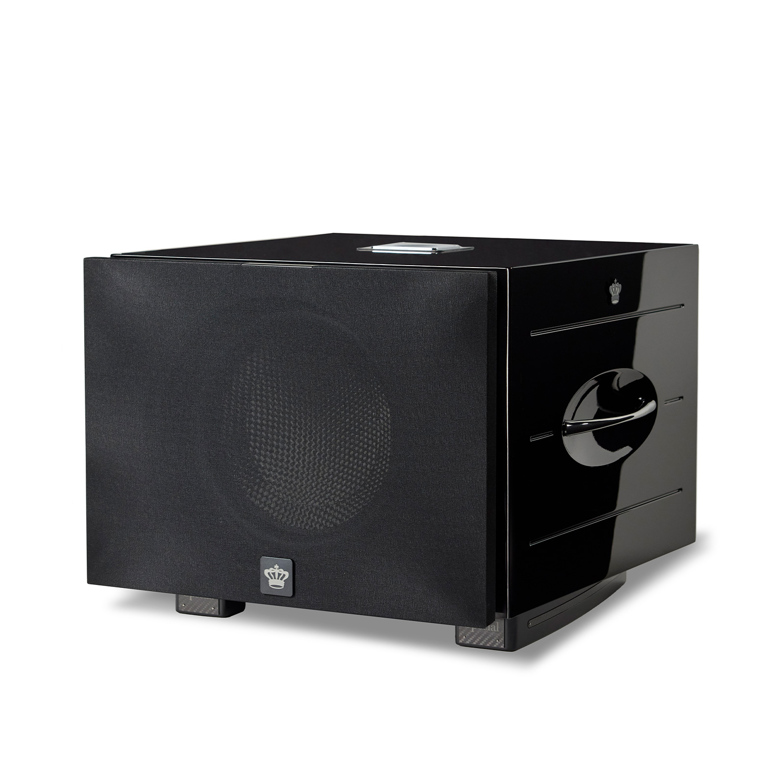 angle of grill of REL Carbon Special Black Label Subwoofer