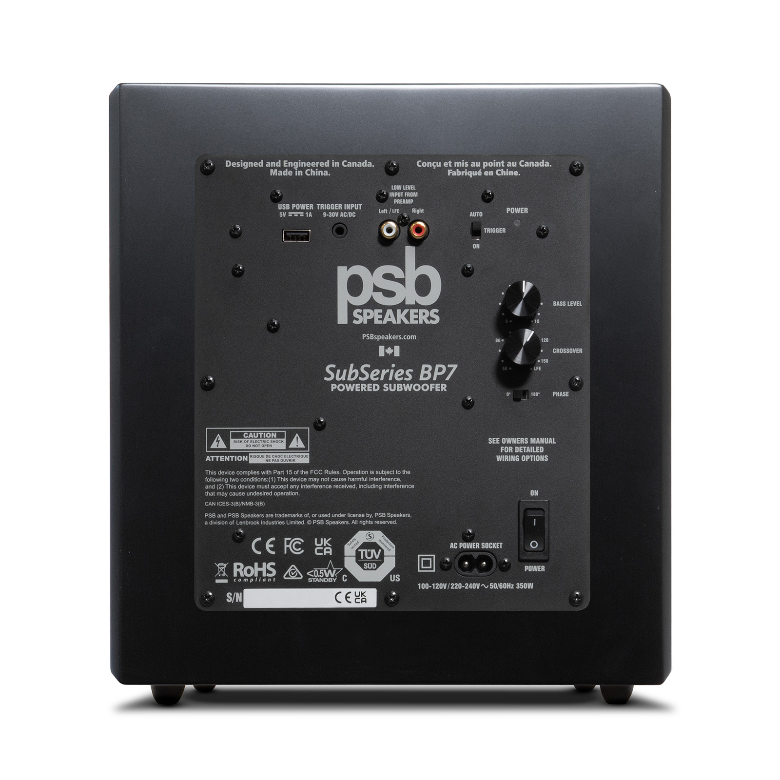 Back of PSB SubSeries BP7 Subwoofer