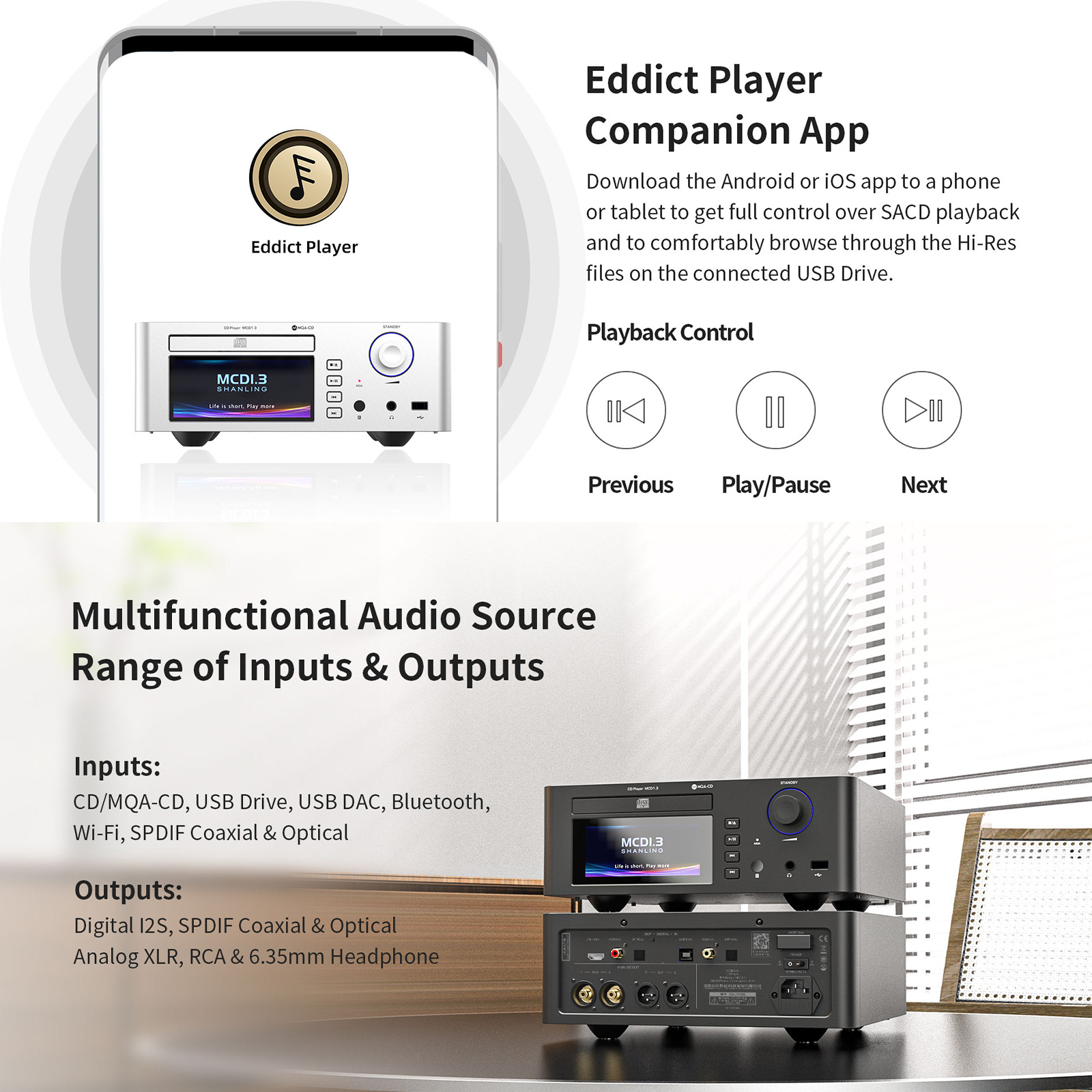 Features of Shanling MCD1.3 Multifunctional CD Player