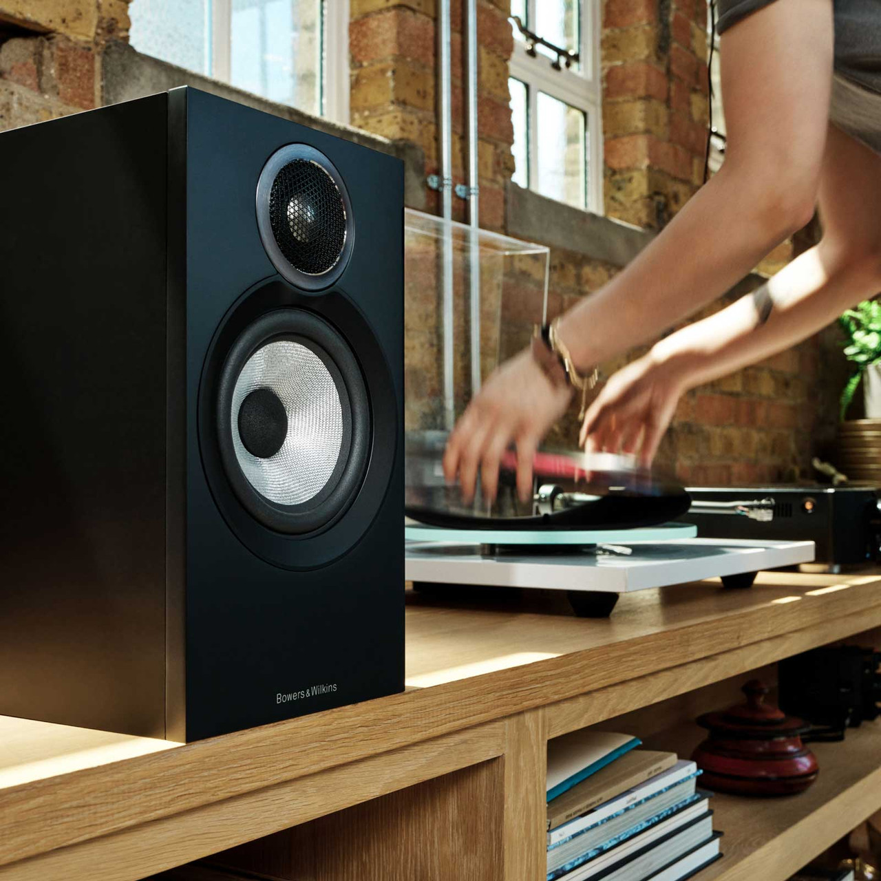 Home display of Bowers & Wilkins 607 S3 Bookshelf Speakers