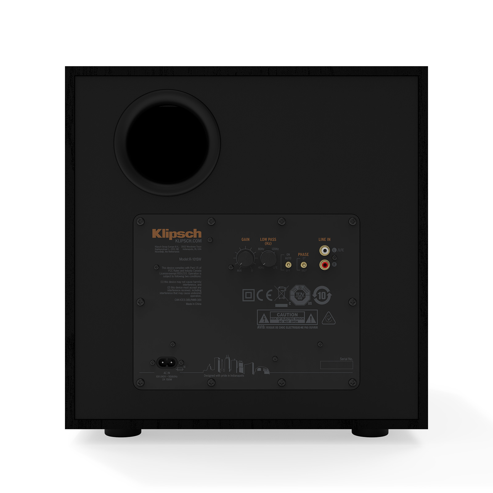 Back of Klipsch R-101SW Subwoofer