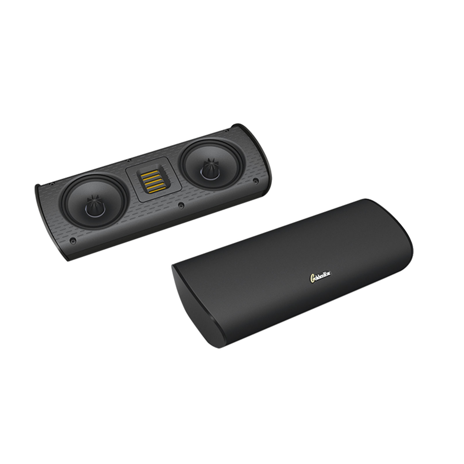 Golden Ear SuperSat 3 Compact Loudspeaker without and without a grill