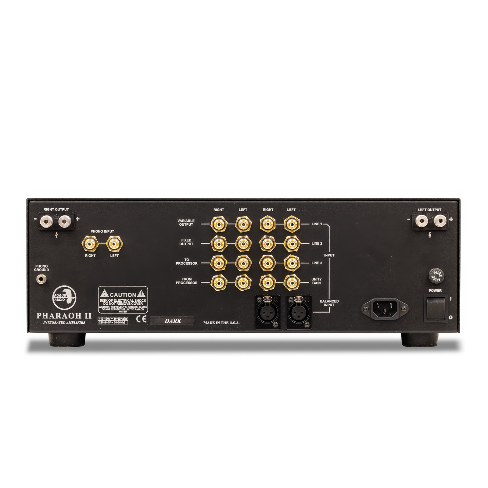 Back of Rogue Audio Pharaoh II Dark Integrated Amplifier 