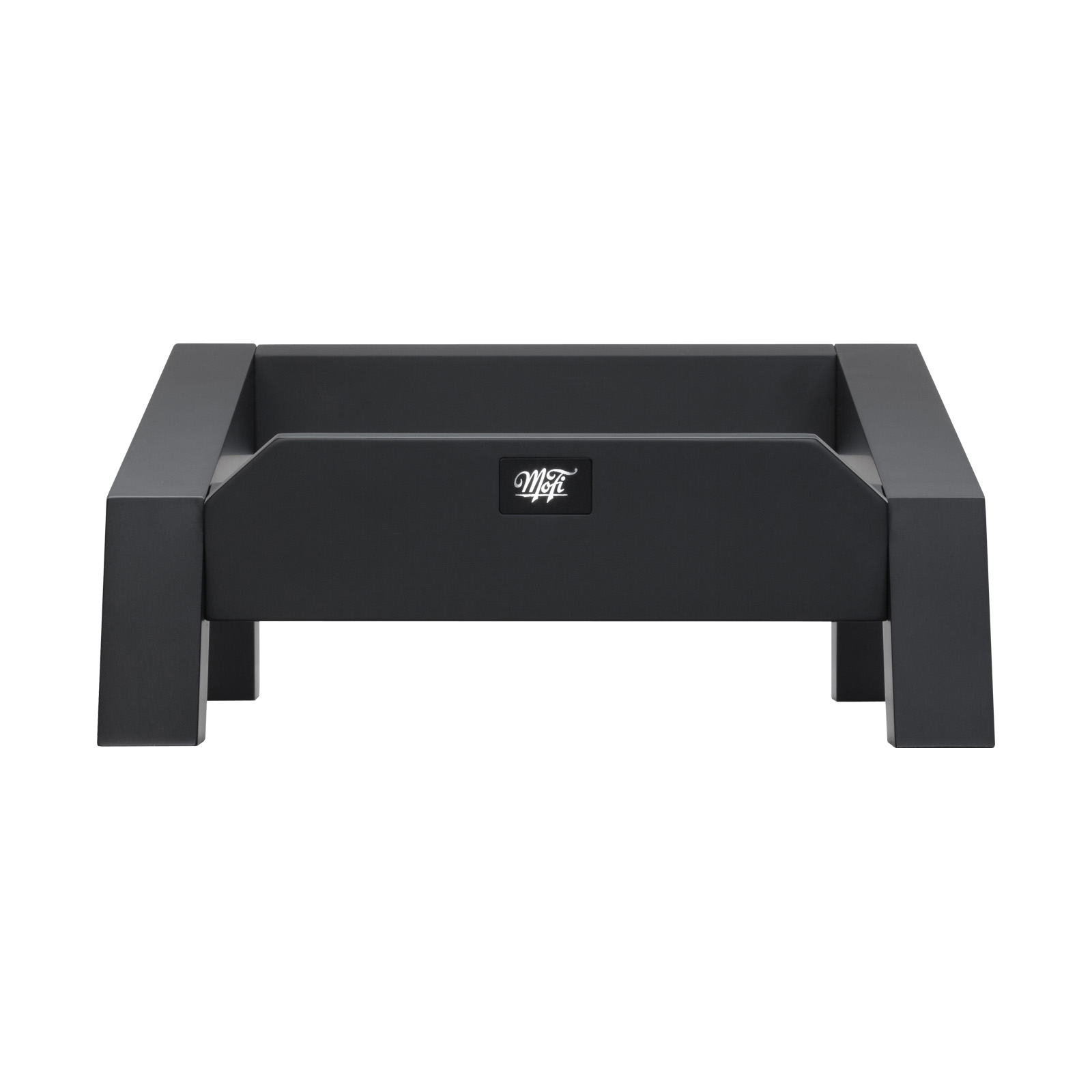 MoFi SourcePoint 10 Master Edition on Low Slung Stand — side profile showing stand's angled profile with front height 6.1 inches and rear height 3.6 inches