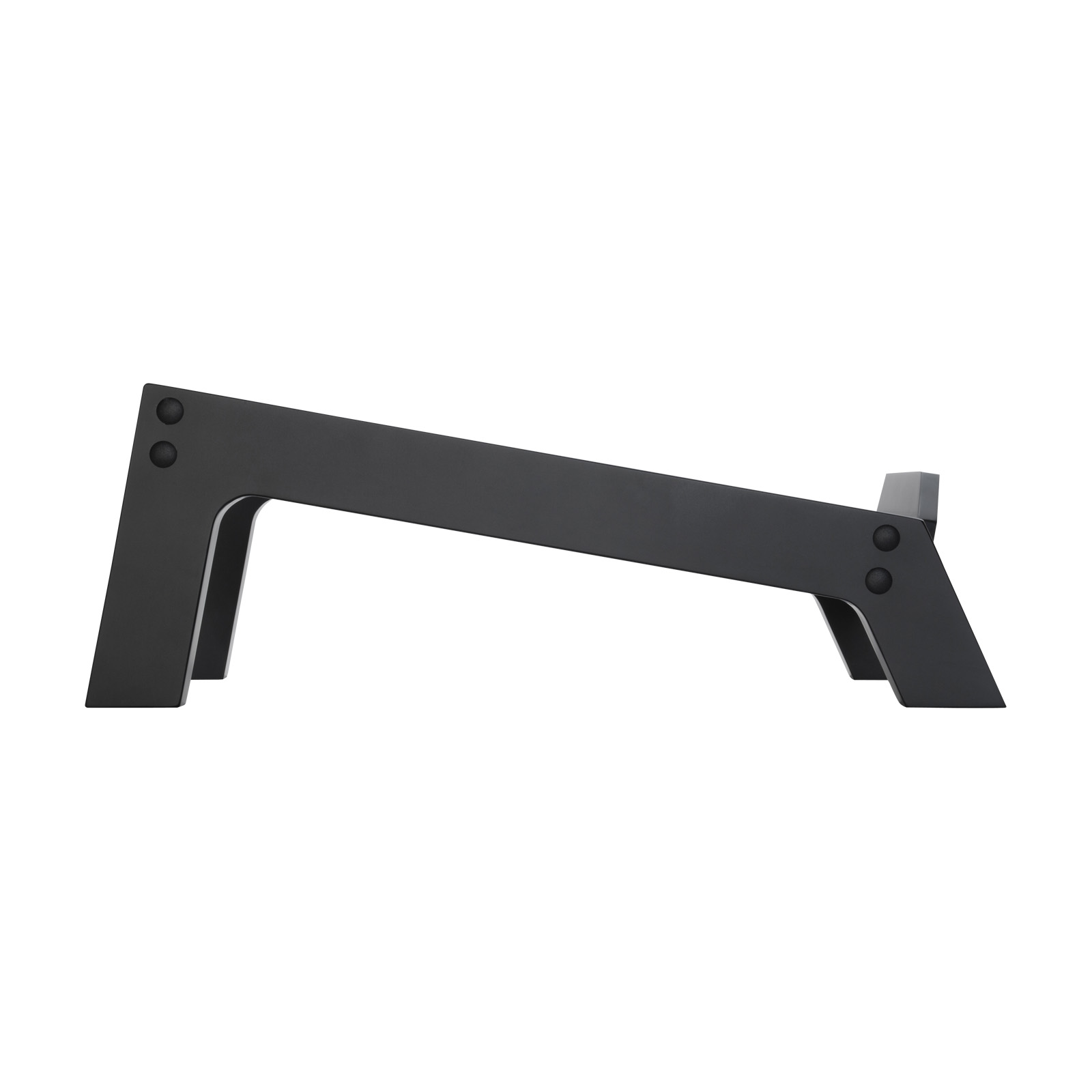 MoFi SourcePoint 10 Master Edition on Low Slung Stand — side profile showing stand's angled profile with front height 6.1 inches and rear height 3.6 inches