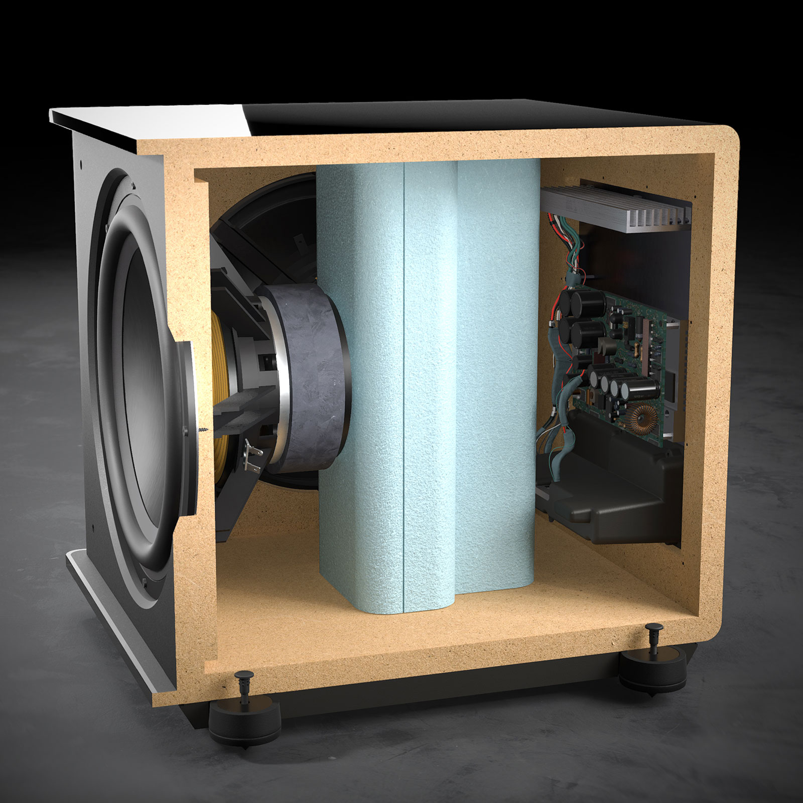 Inside of MartinLogan Grotto 12 Powered Subwoofer