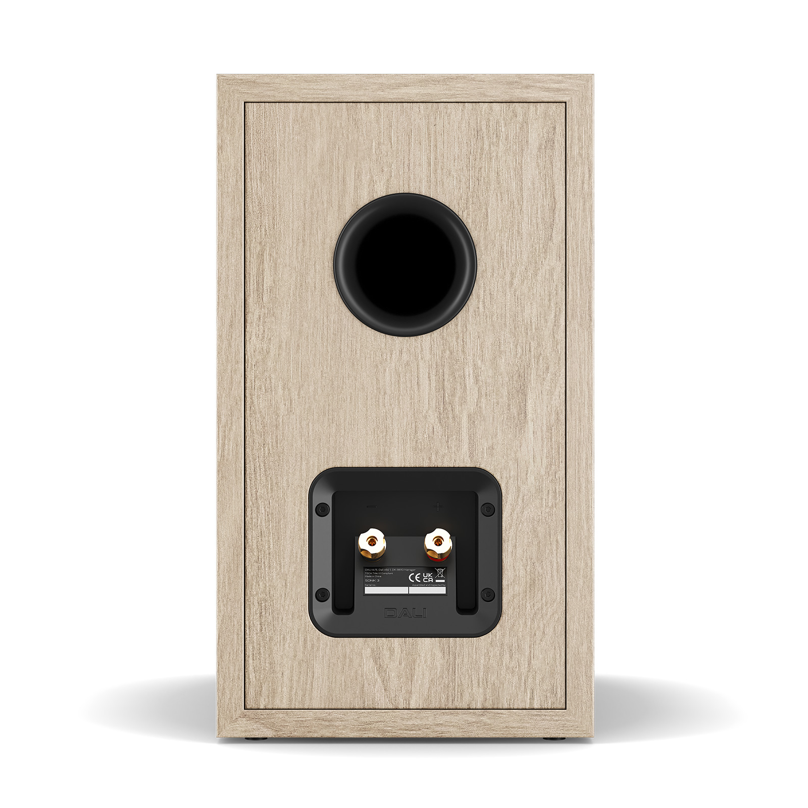 Back view of Natural Oak DALI SONIK 3 Bookshelf Loudspeaker 