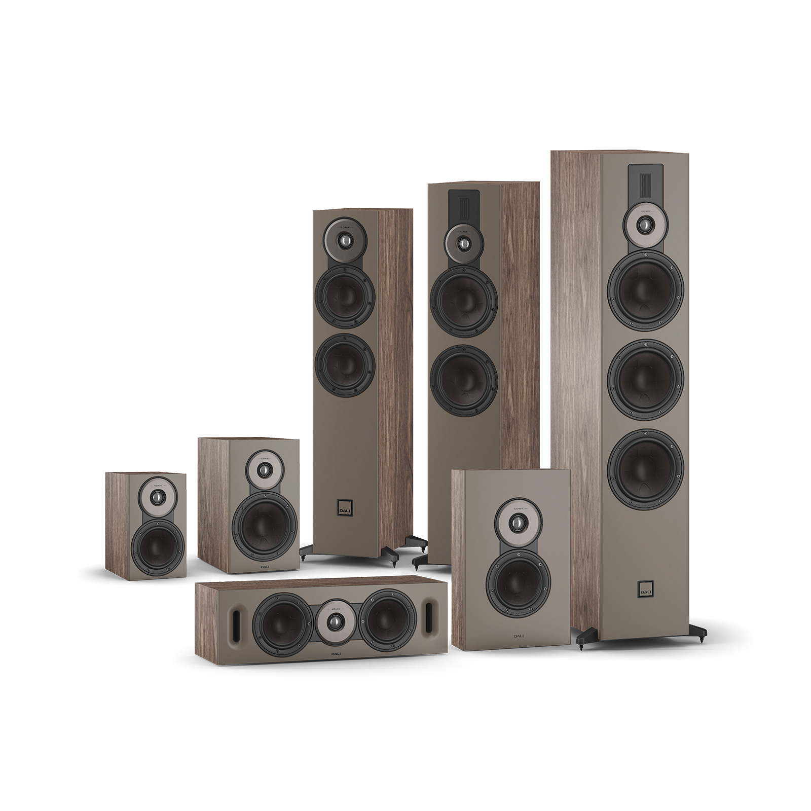 Full series of Walnut DALI SONIK 3