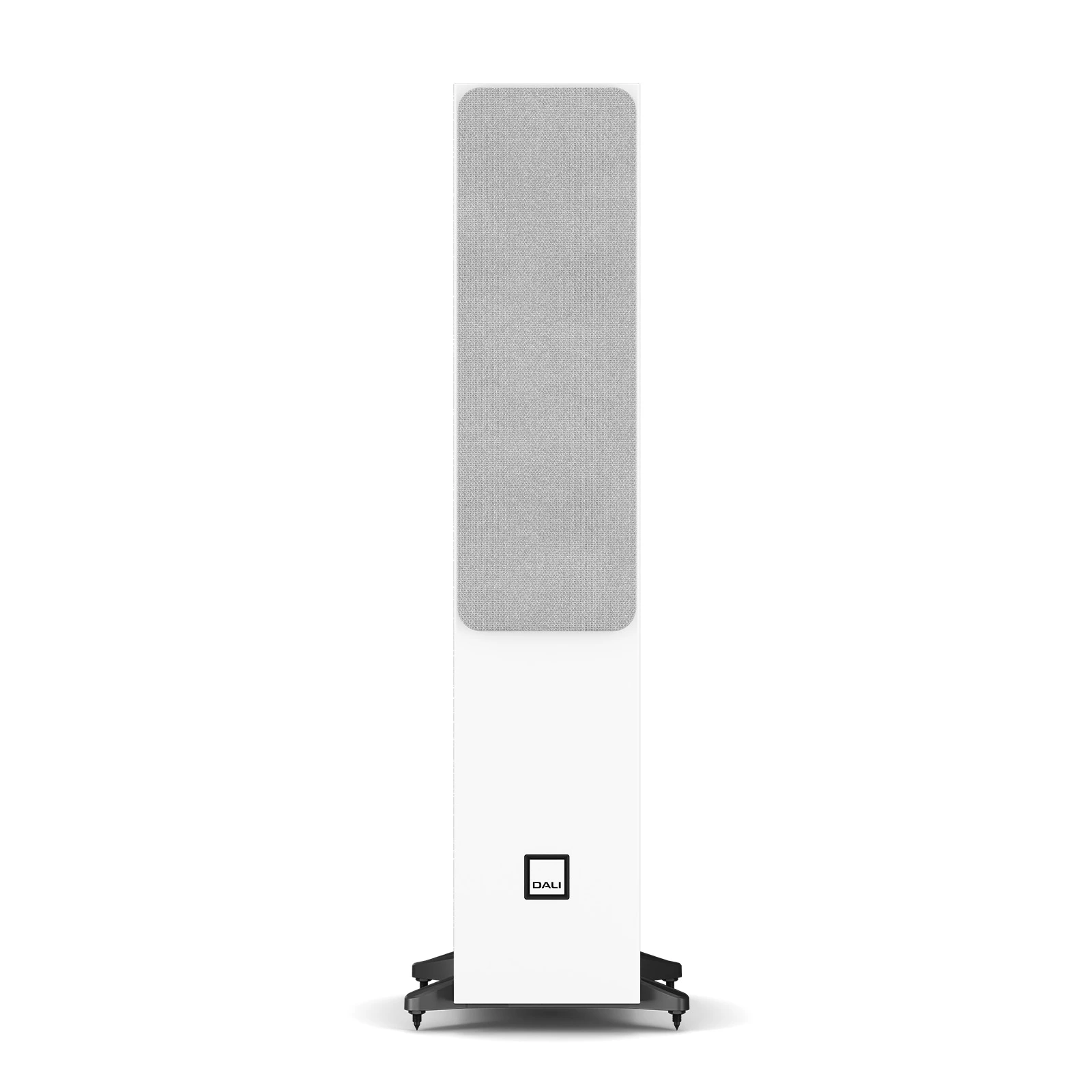 Front view of White DALI SONIK 5 Tower Loudspeaker with Grill