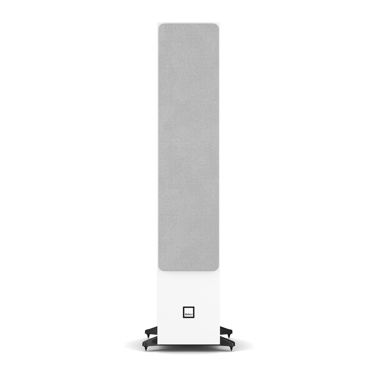 Front view of DALI SONIK 9 Tower Loudspeaker in white with grill