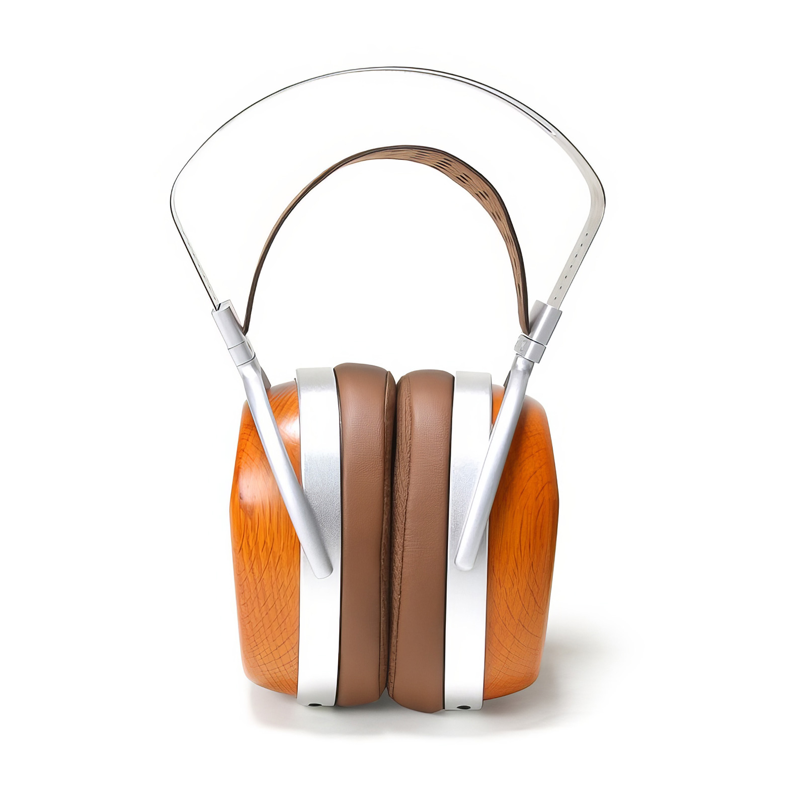 HiFiMAN Audivina headphone showing hand-polished CNC metal headband and leatherette earpads