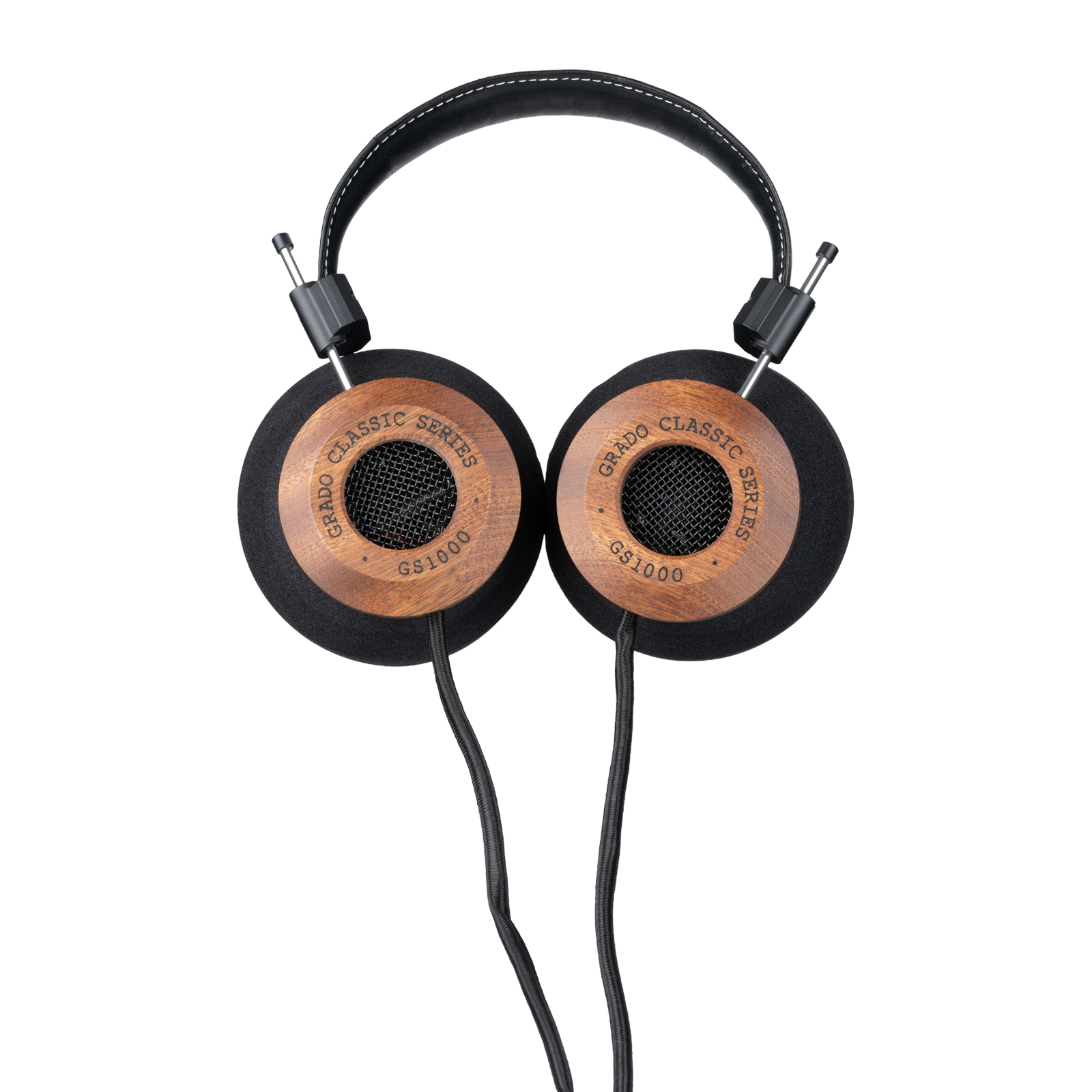 Grado GS1000 Classic headphones — front angle view showing full mahogany housing and oversized G cushions